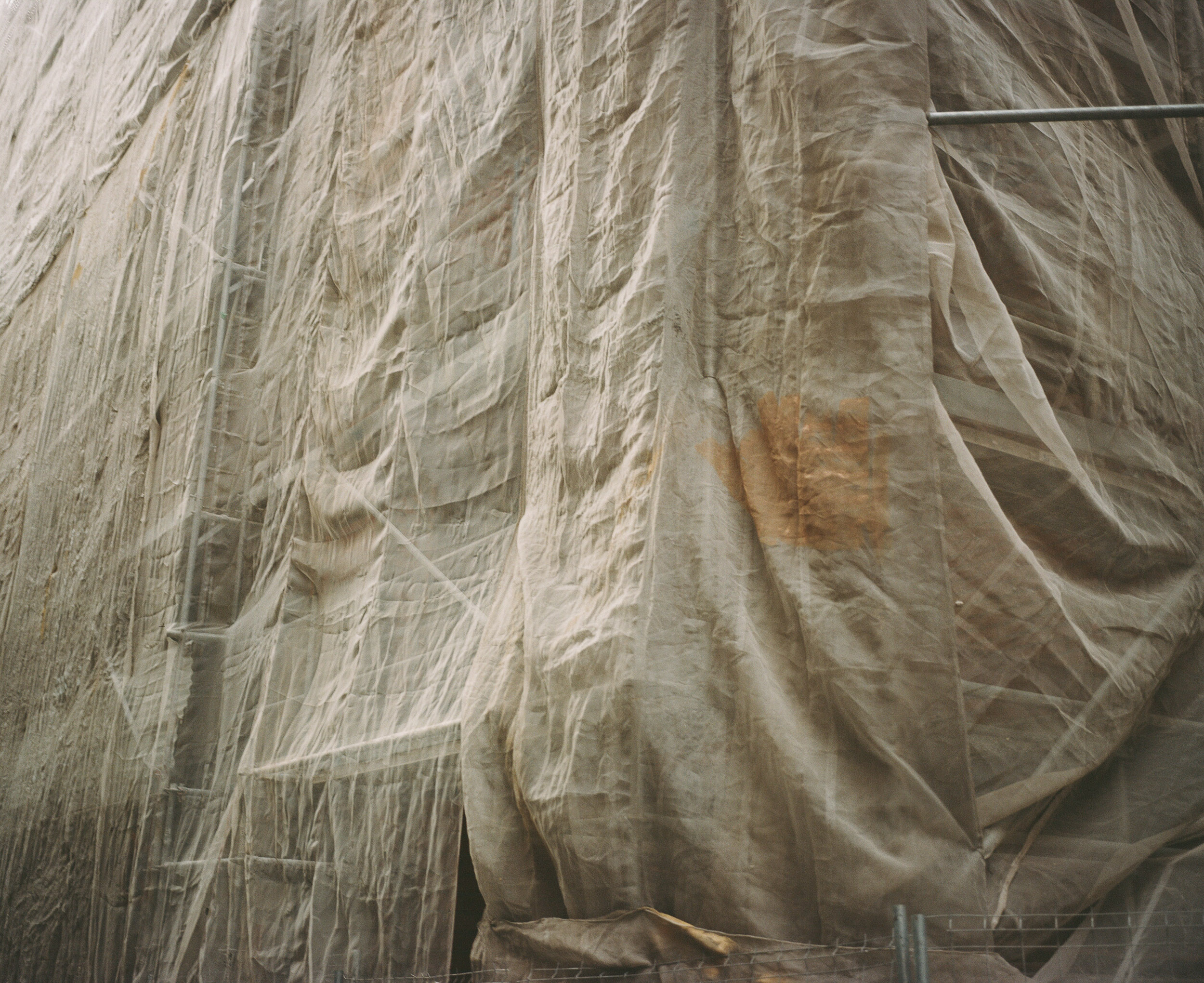 Construction netting over building in Madrid, Spain