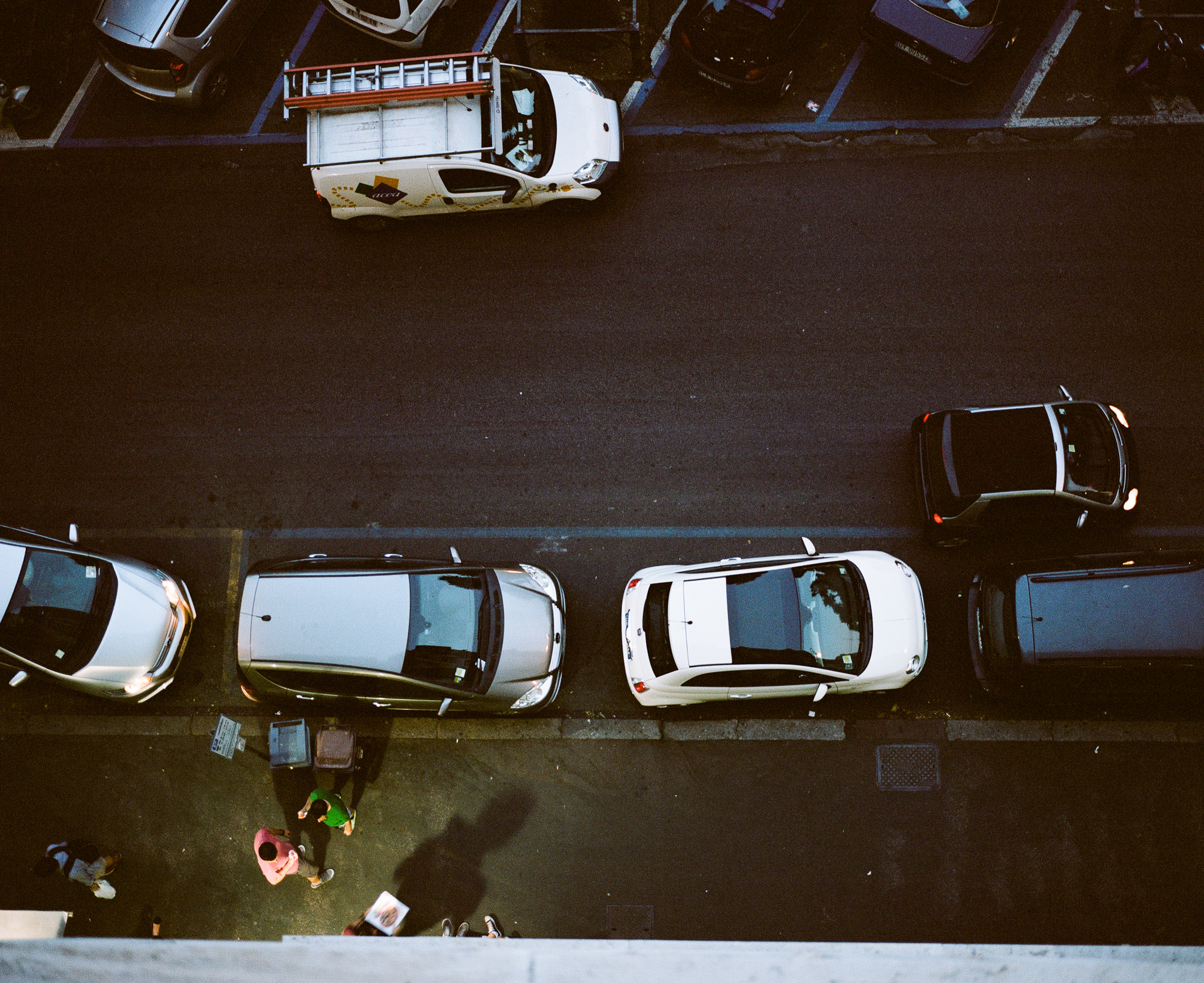 Cars and people on the street from above in Rome, Italy