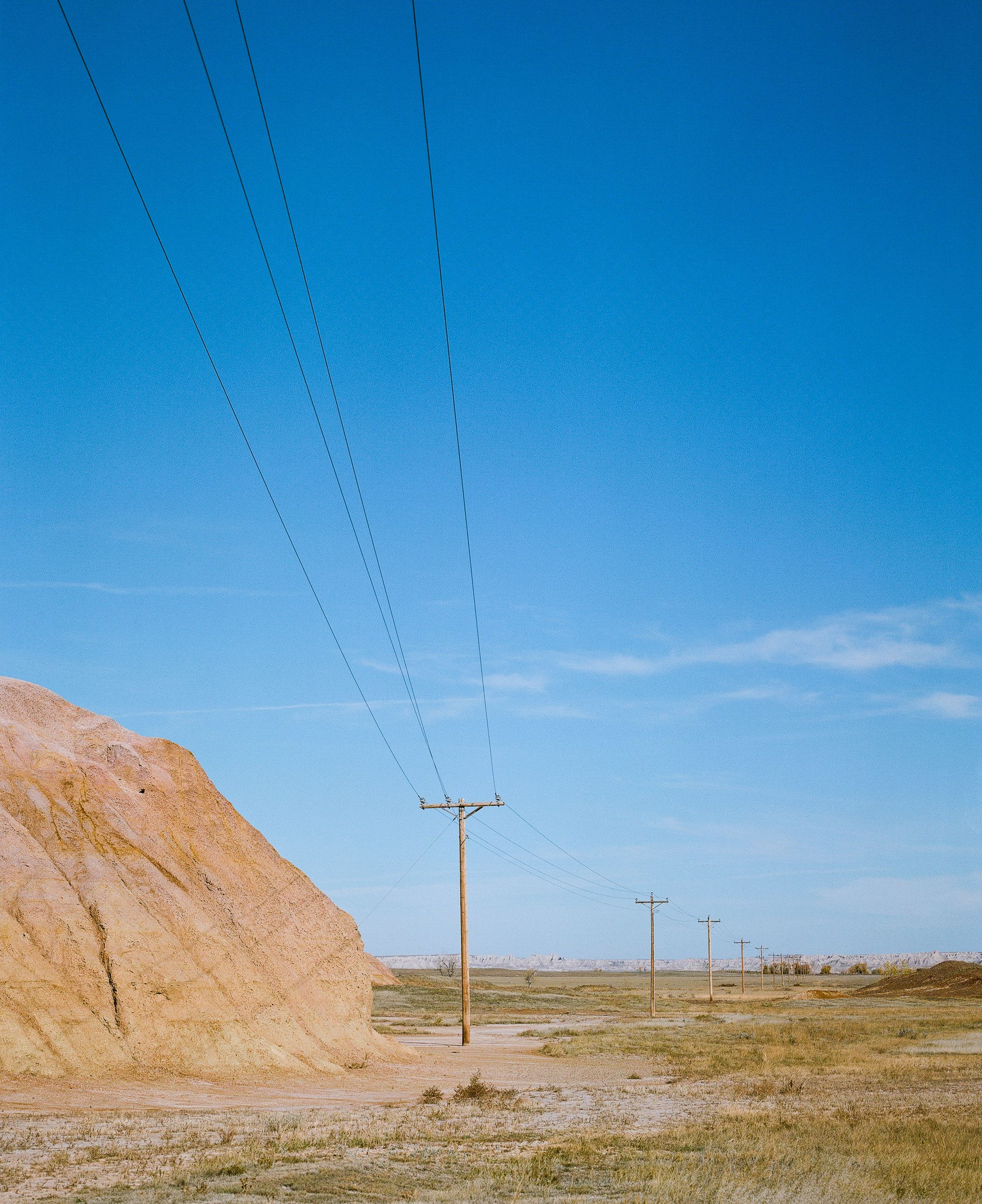 Telephone Poles through the Badlands South Dakota