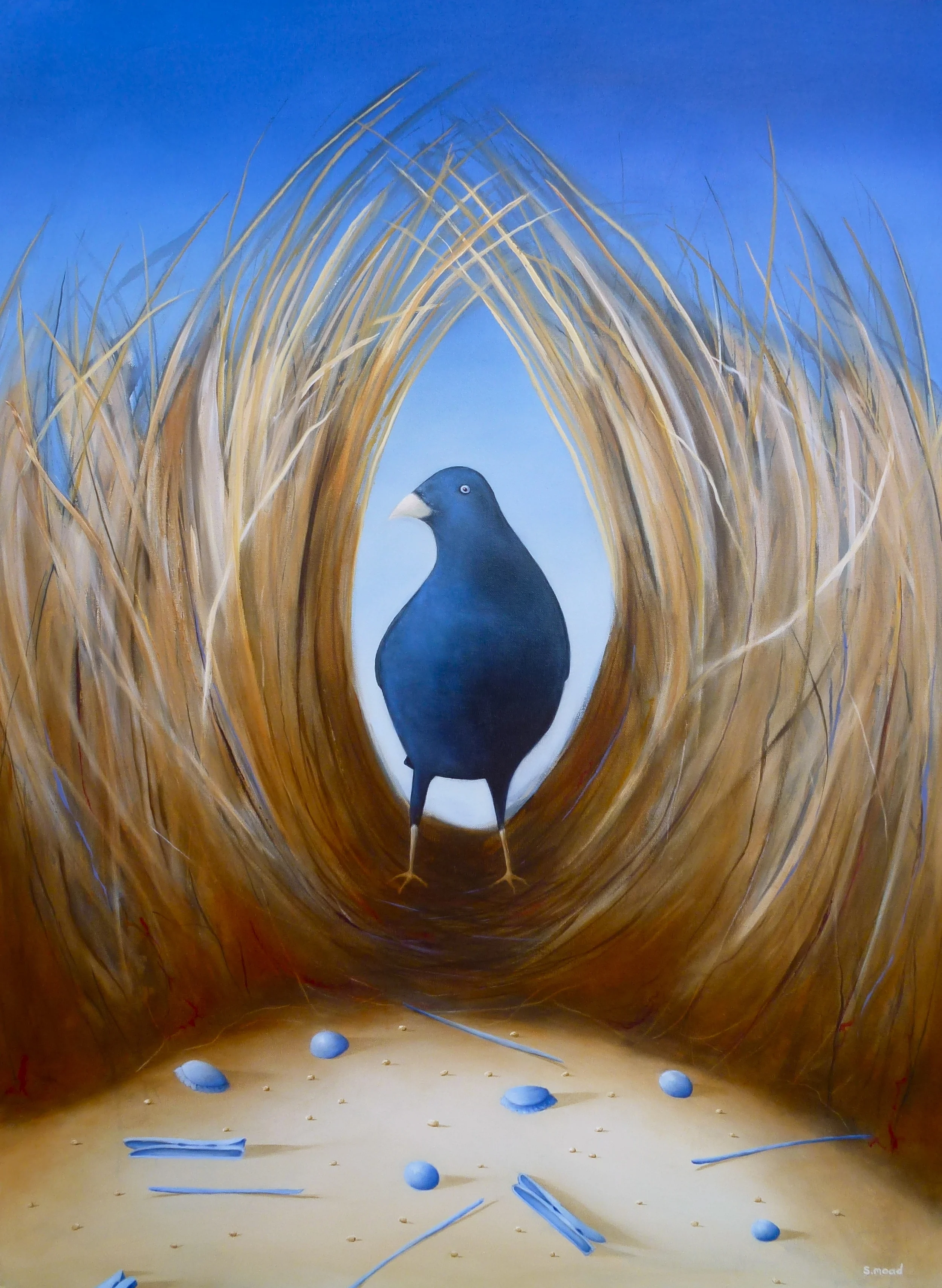 "Bowerbird" Oil on canvas Size: 120cm x 92cm PRICE ON APPLICATION
