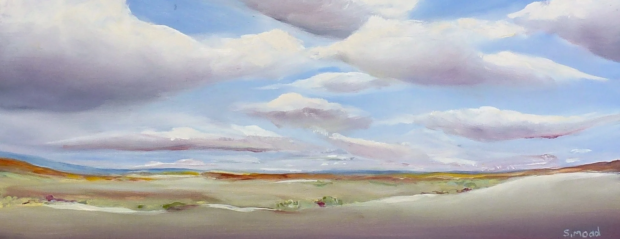 "Clouds Over The Valley" Oil on masonite Size: 50cm x 20cm / 20" x 8 inches