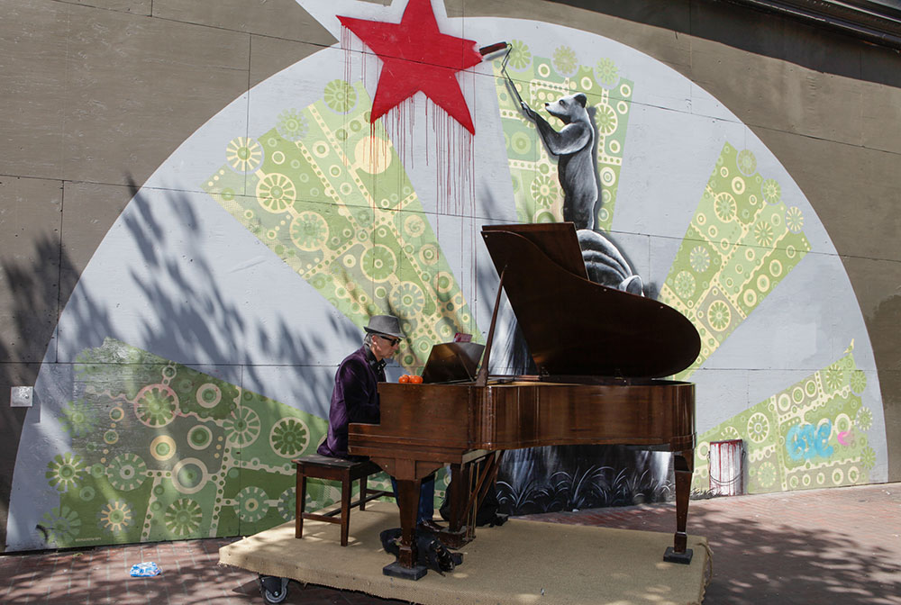 Dean playing at the Market St Prototyping Festival