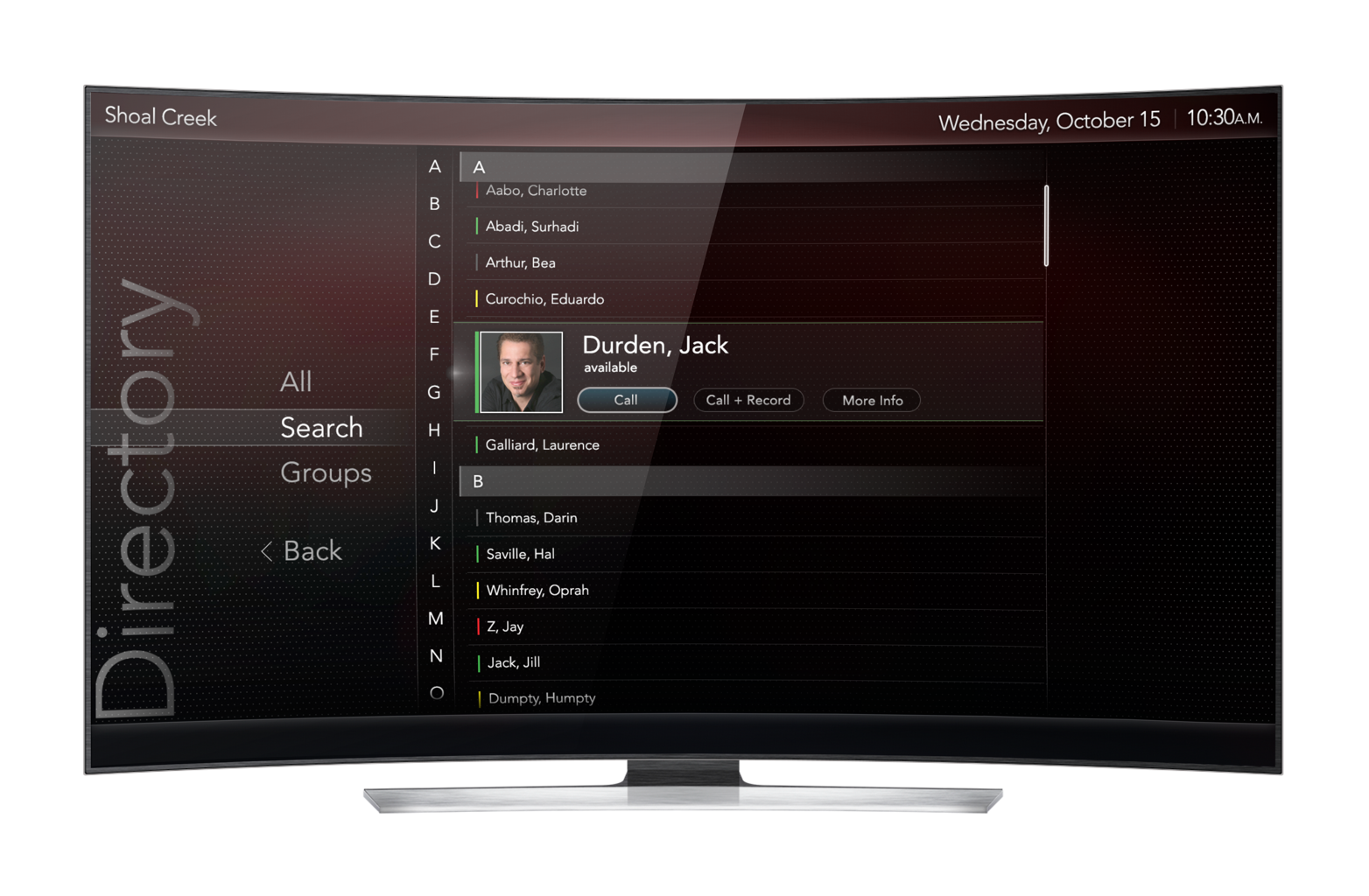  The the system contains a directory that can be searched or scrolled.  