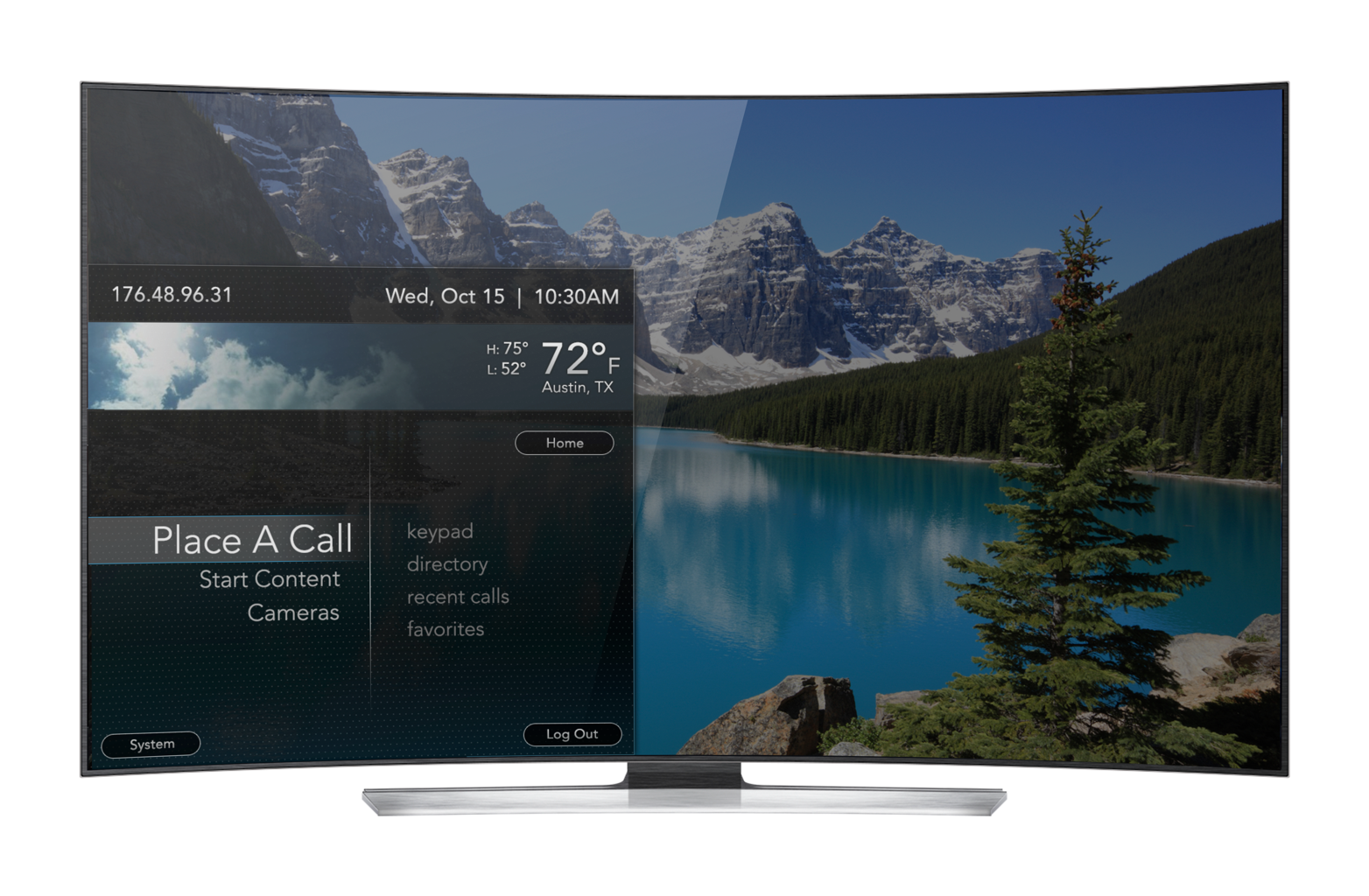  The menu is the only button users need to make a call share content from their laptop or control the room's cameras. 