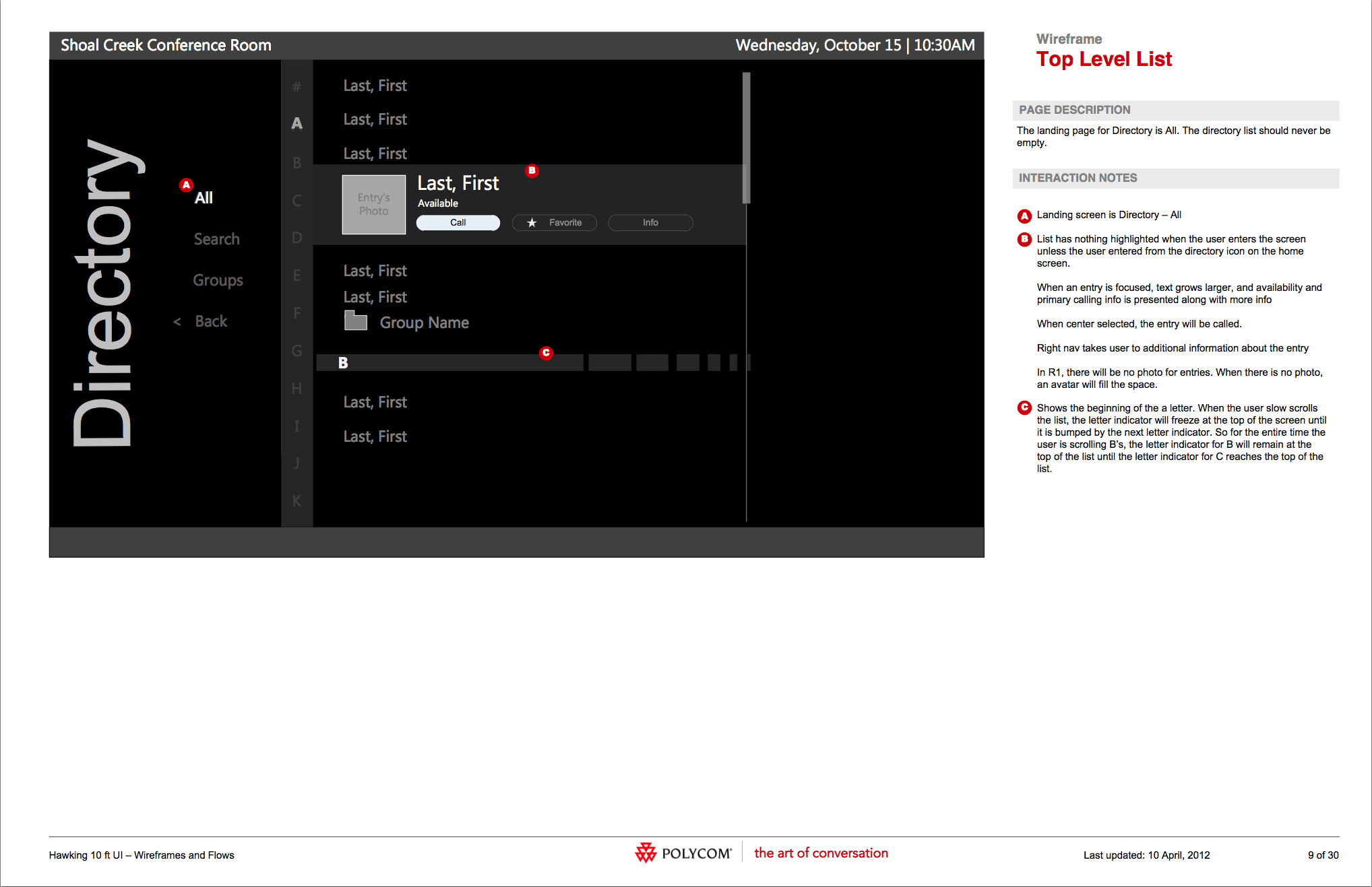   Wireframe and Design Specification.  