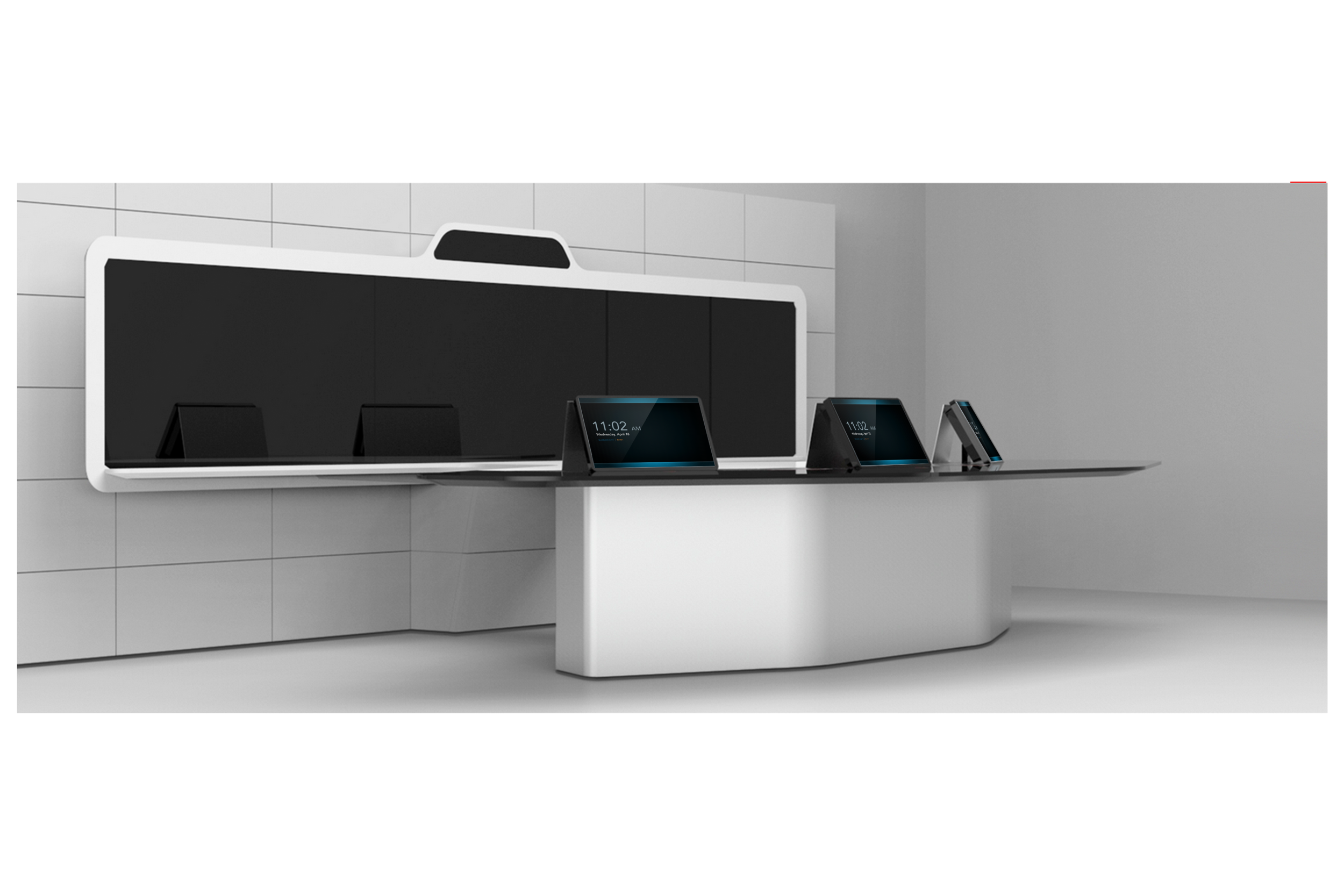  The Touch Control Panels slide up from the tables at a touch of a button&nbsp;to providing call options&nbsp;show presentations to each attendee. &nbsp;This leaves the large screen free for an unobstructed view of the video attendee.&nbsp; 