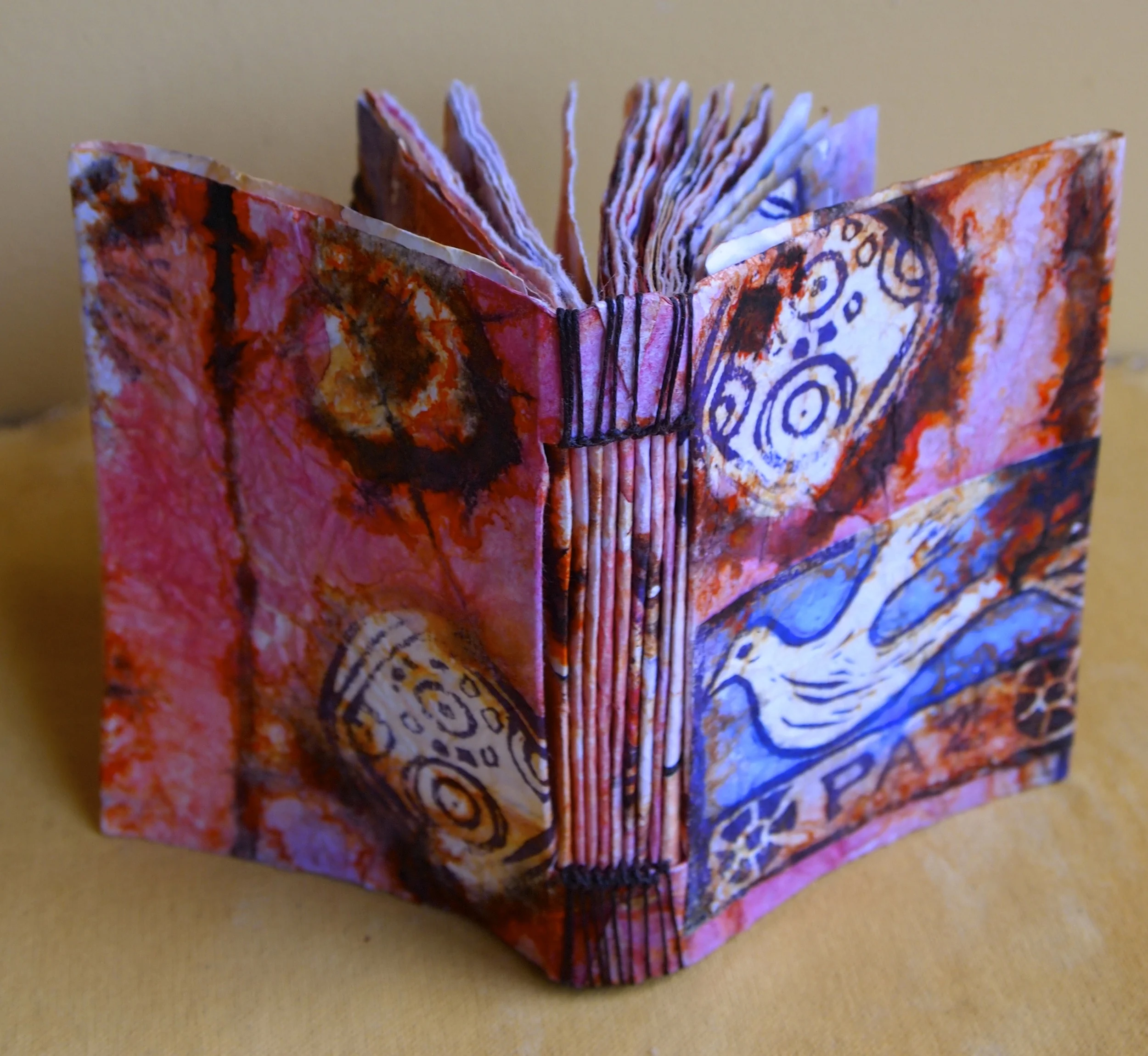 Crinkly Book Masa paper, acrylic inks, watercolor