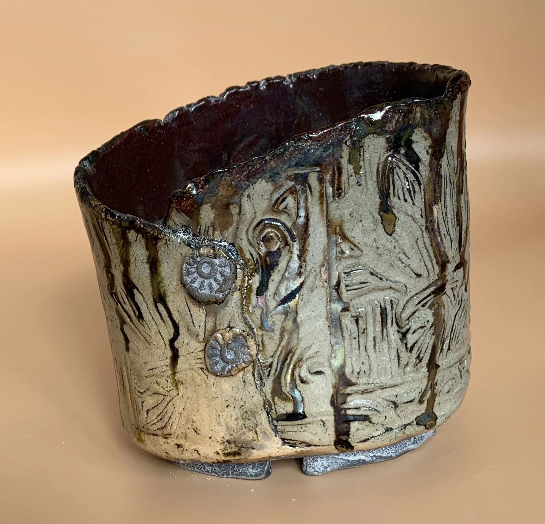 #16 Large Raku Pot Front 5 inch.jpeg