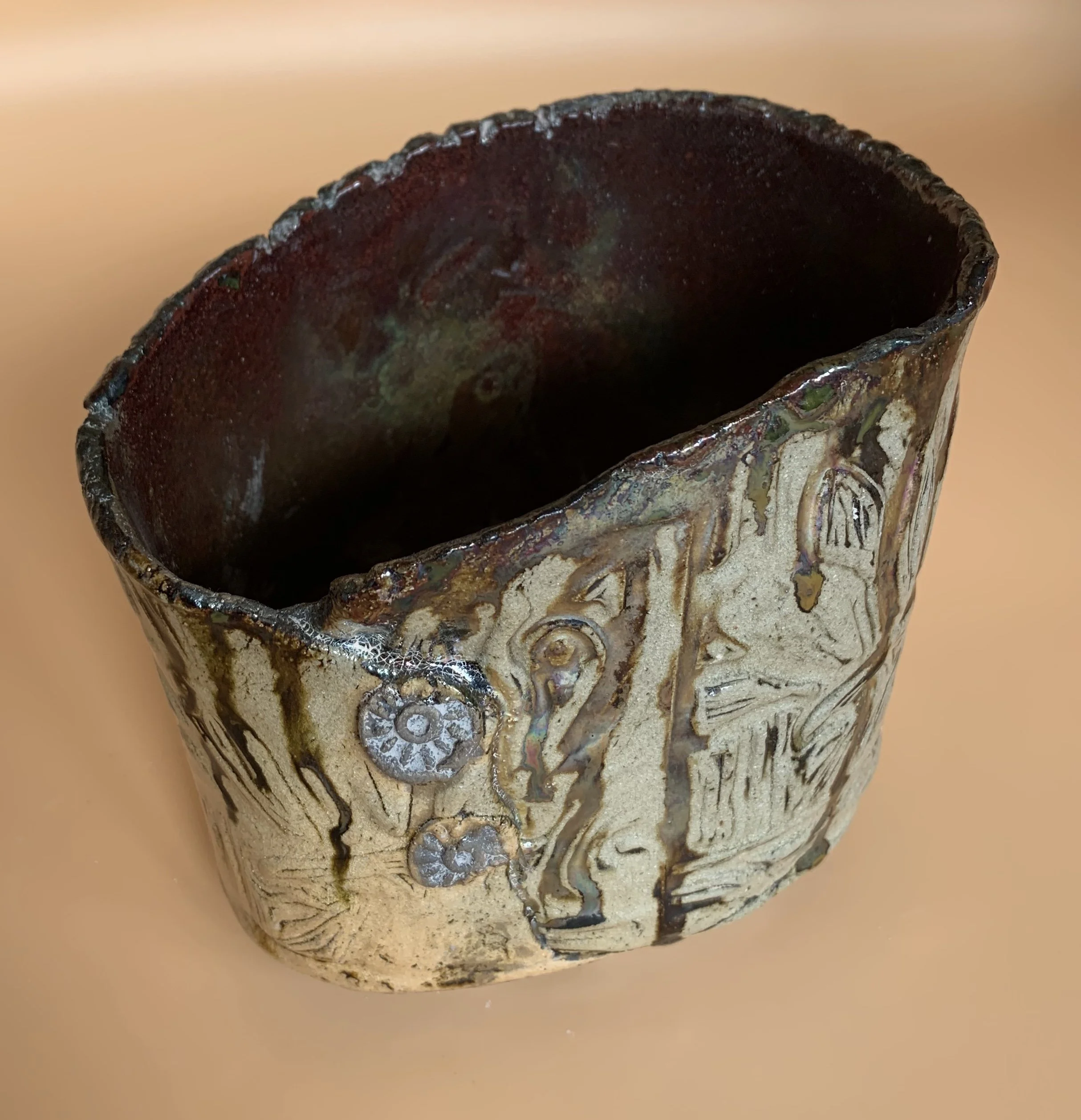 #16 Large Raku Pot Top 5 inch.jpeg