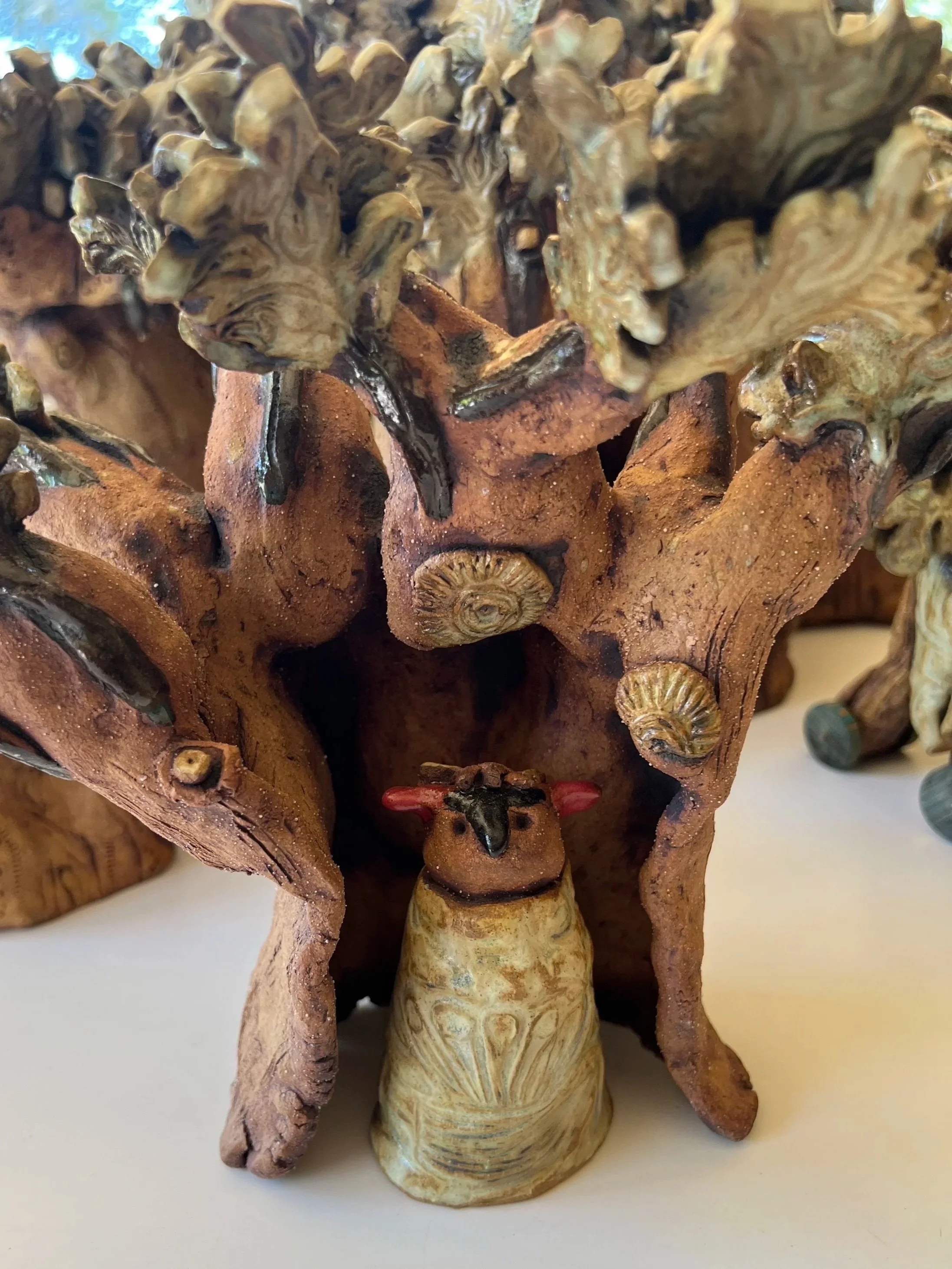 The Oaks tell the Story.  Ceramic sculptures . Helen Shafer Garcia.   2025