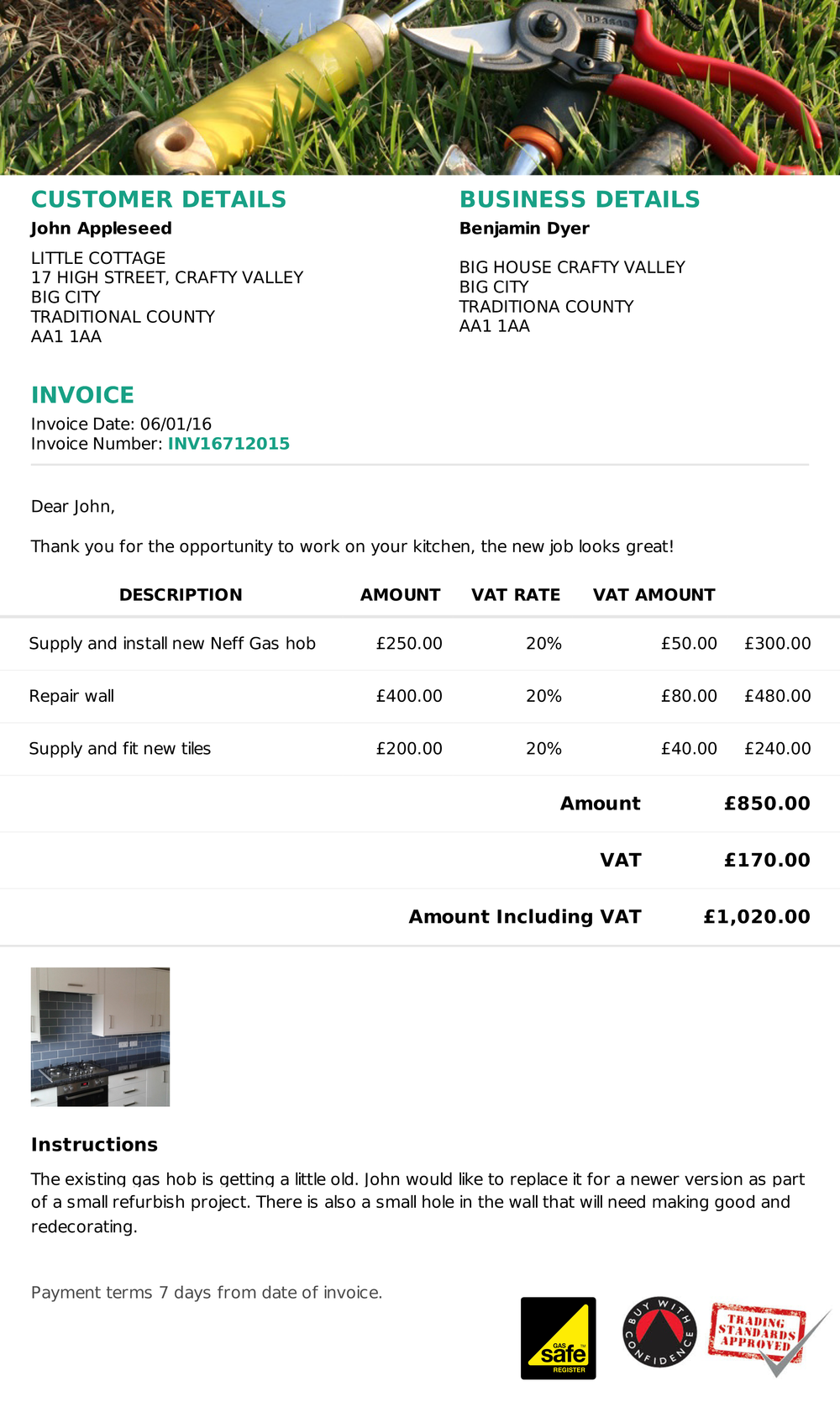 Software for Landscaping & Gardening - Powered Now Invoice With Regard To Gardening Invoice Template