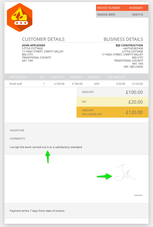 You can now capture signatures on invoices, quotes and job sheets