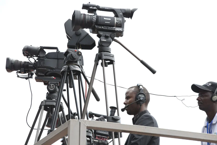ADMA student and lab monitor Patrick Ndaruhutse operates the center camera filming the featured speakers throughout the day.