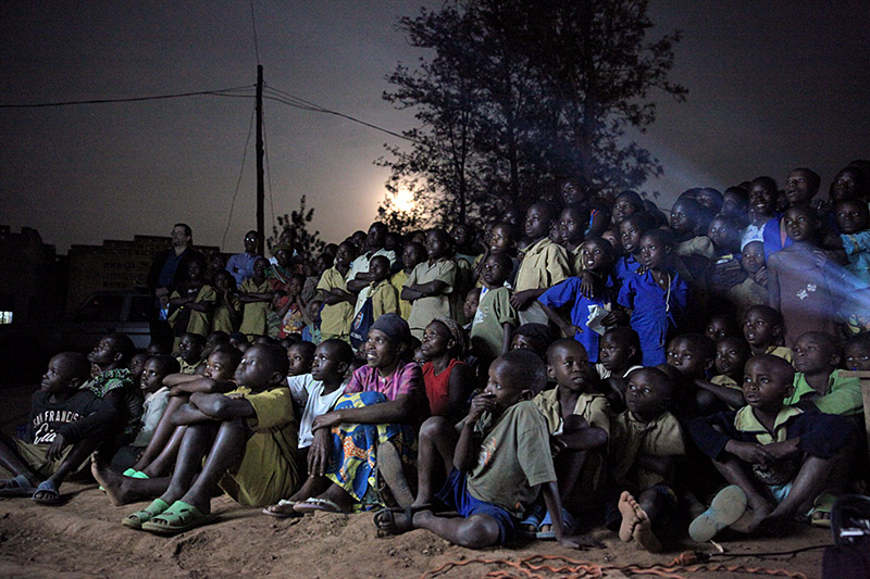 A couple hundred people attended the screening of "Rooster Says: Child Heart Health" and "Open Heart" in Bugesera, Rwanda, on September 10, 2014.