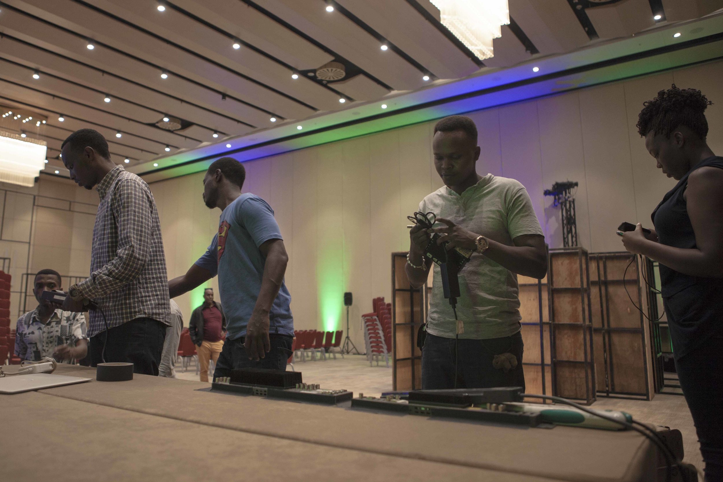 ADMA Students setting the table that will be used during the Live Switch