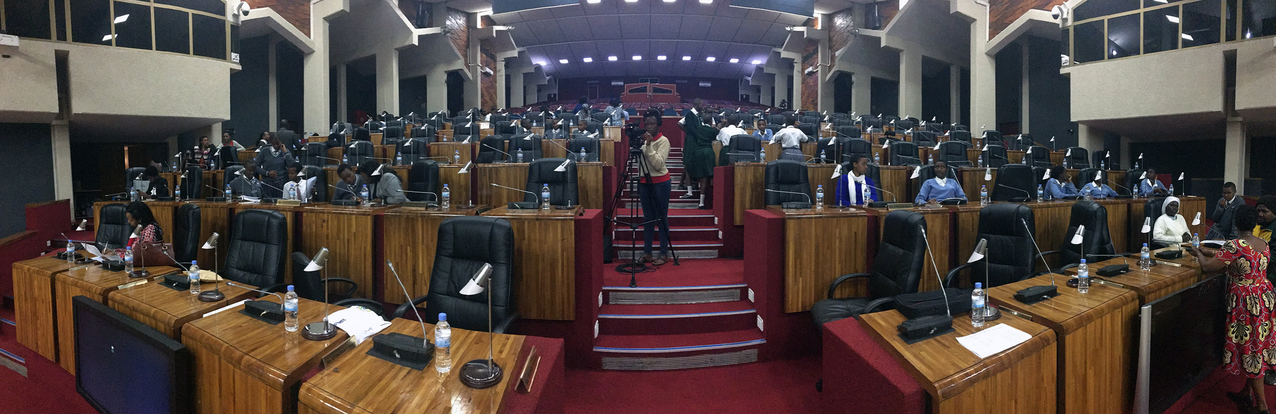 The view on setup day, the evening before the big event. ADMA students were testing their gear.