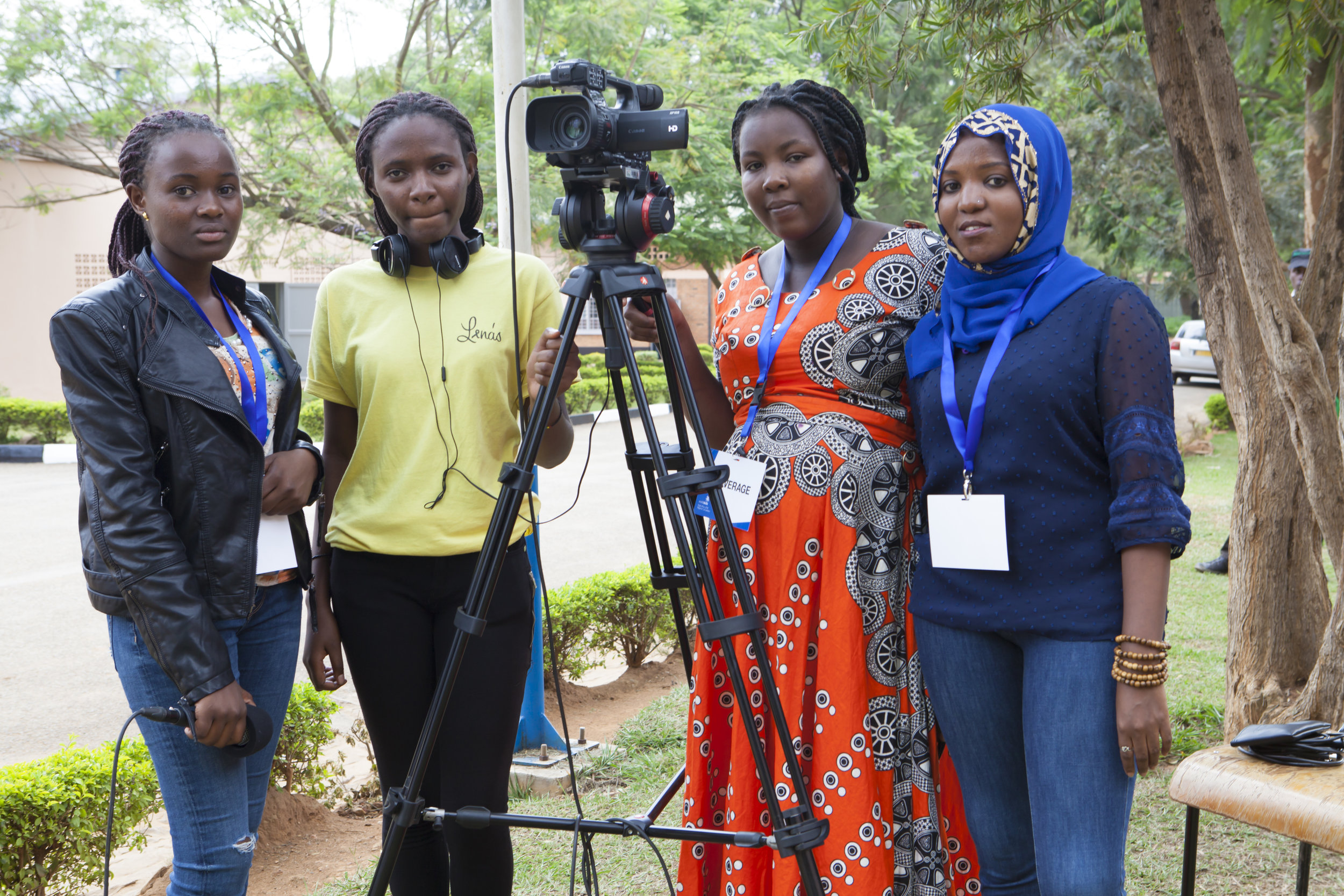 ADMA students Noella Claire Dushakimana, Joselyne Uwamahoro, Didacinne Mujawimana, and Rehema Umwali pose for a photo