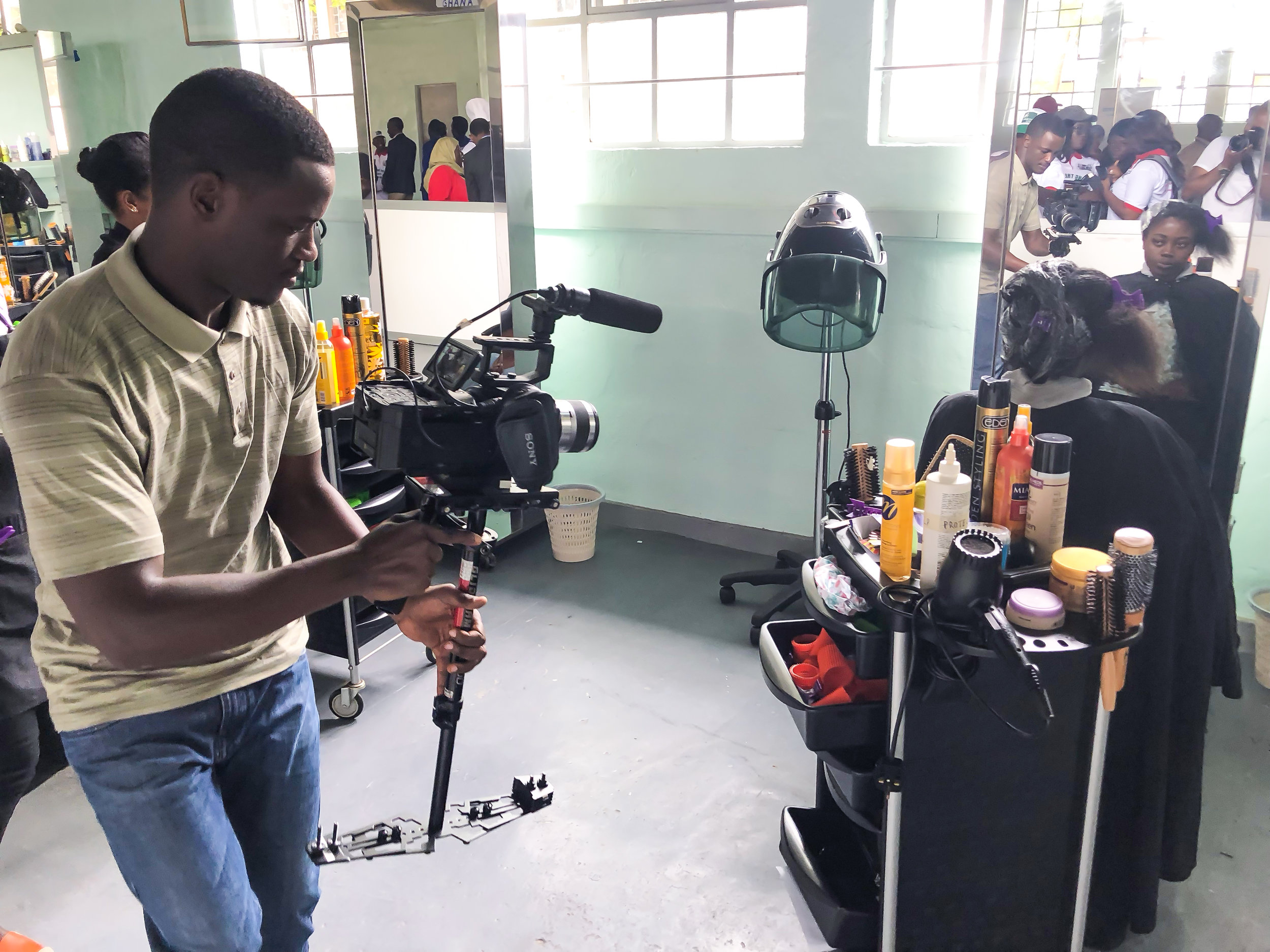 Bruce Nshimiyimana on FS700 with Glidecam at WorldSkills Competition at IPRC Kigali