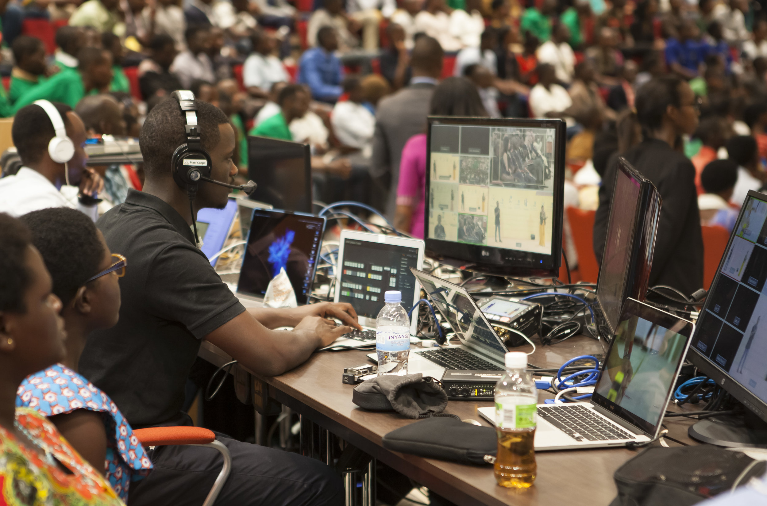 Bruce Nshimiyimana and team at switching table at WorldSkills Opening Ceremony