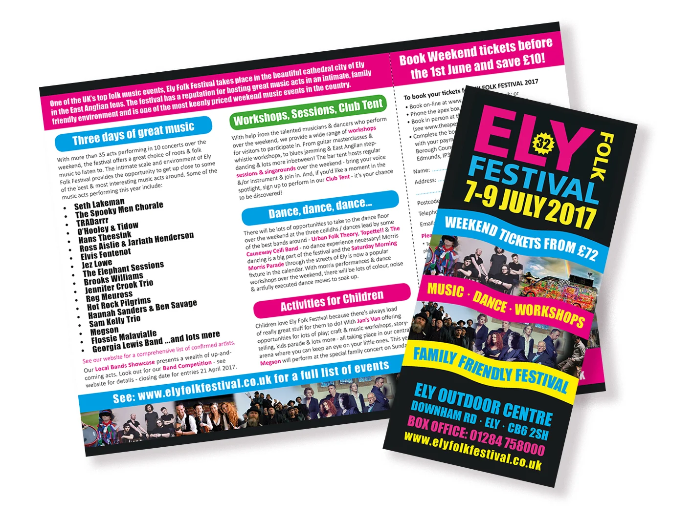 Ely Folk Festival booking form leaflet
