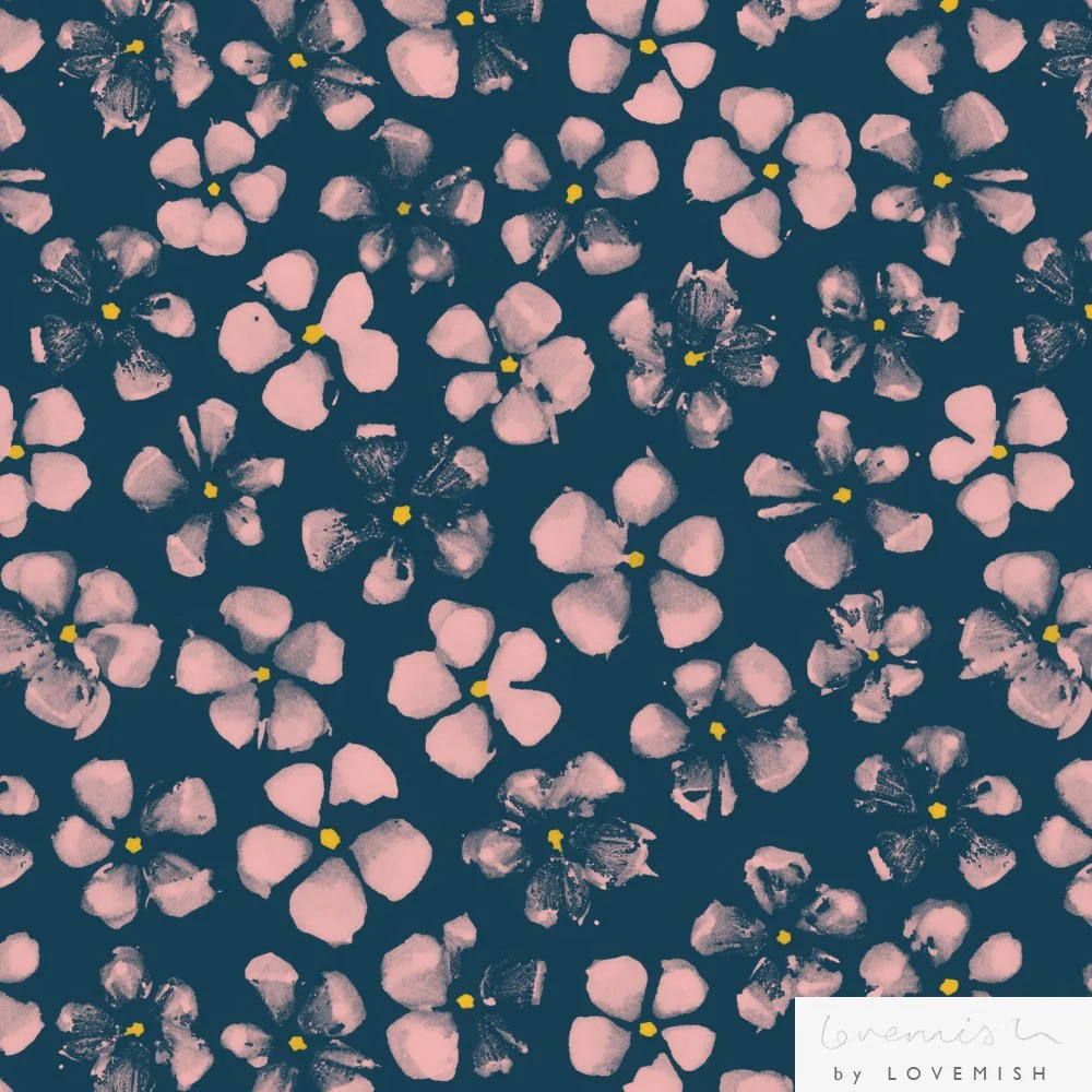 Indigo and dusty pink colour way