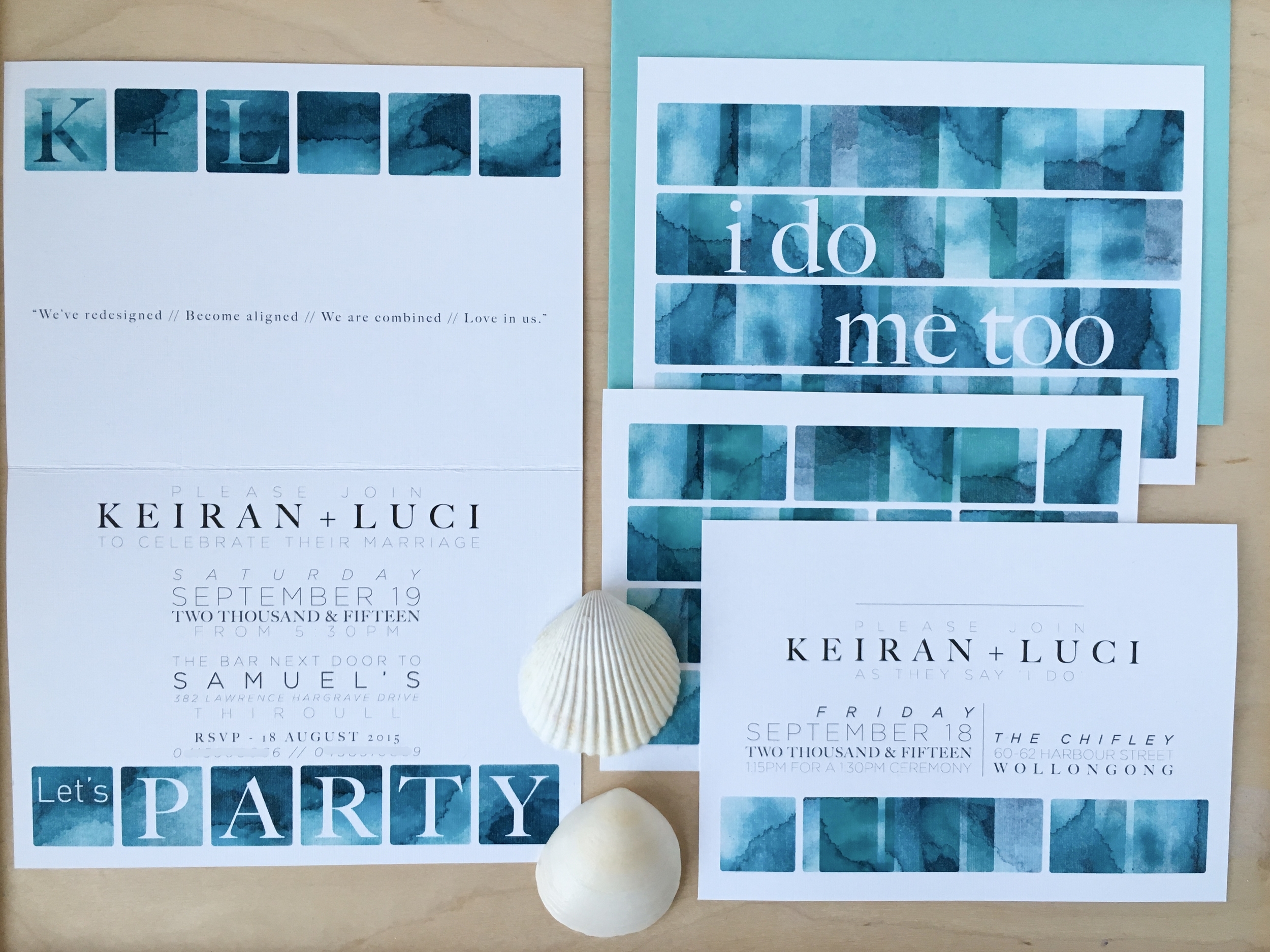 L&K invite plus ceremony card