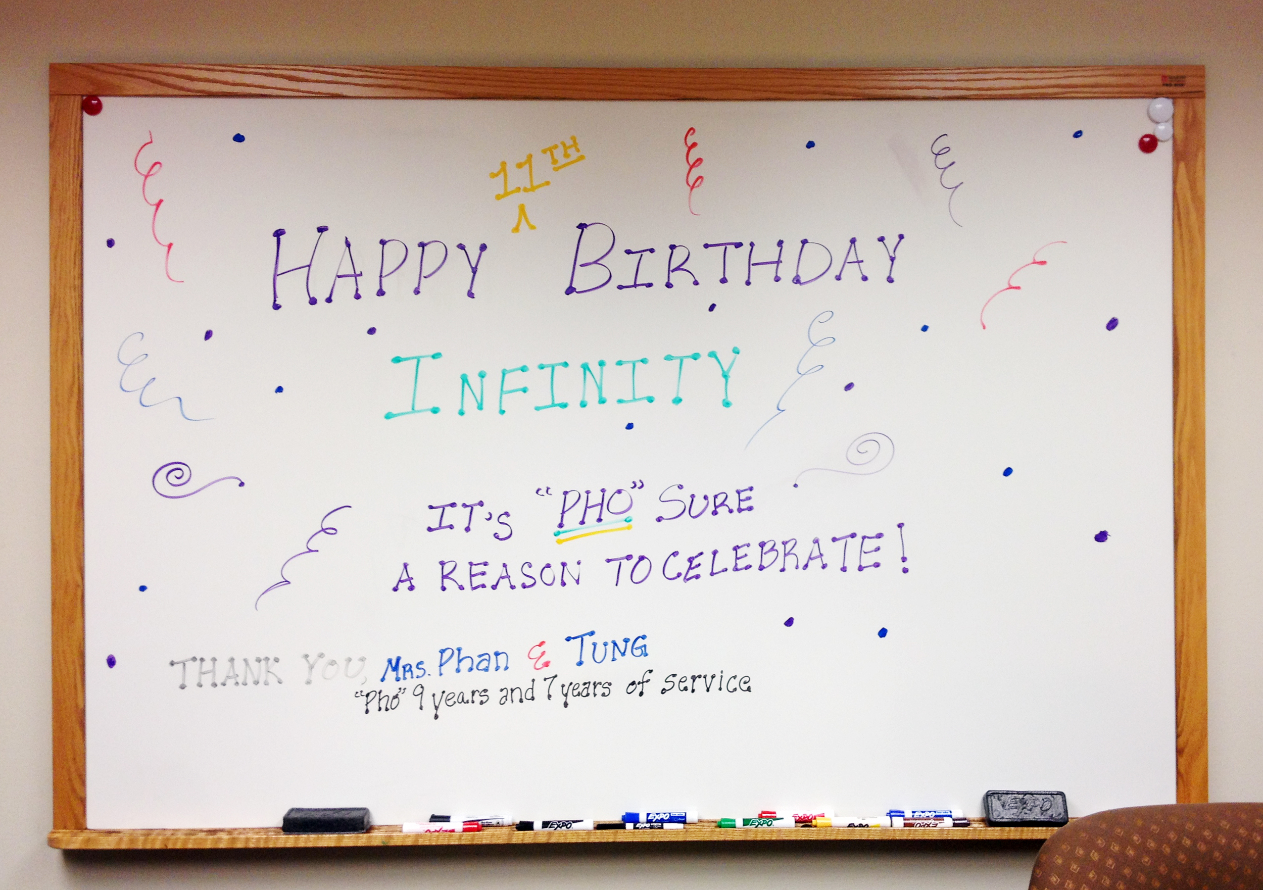  Infinity celebrated 11 years in operation this week! We also wanted to recognize Phan Nguyen and Tung N'Vietson for nine and seven years of service, respectively! 
