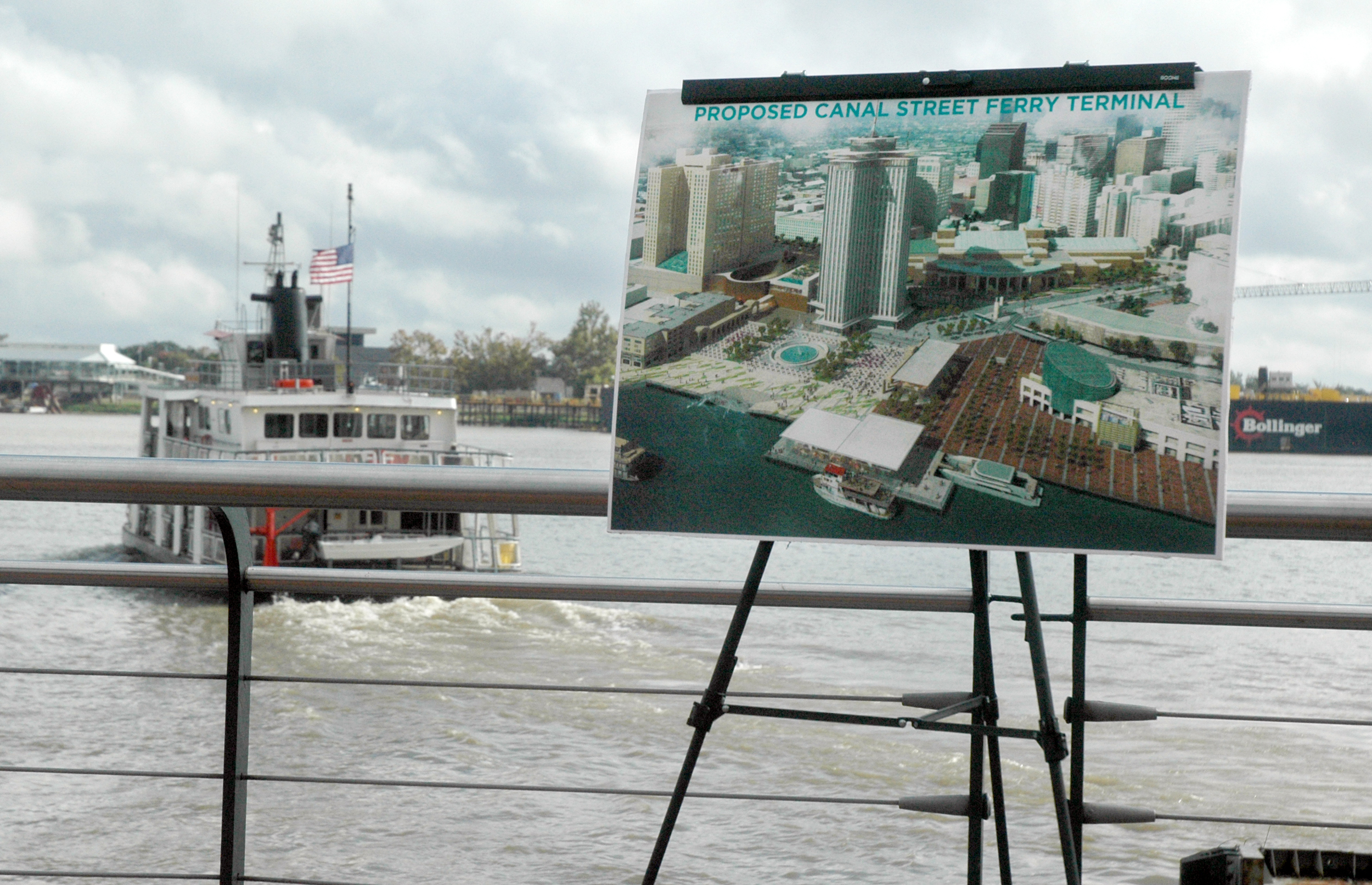  The proposed new Canal Street Ferry Terminal project will include a double ferry dock, new ferry terminal, streetcar access to the convention center, bus bay access and an expanded RTA bus fleet. 
