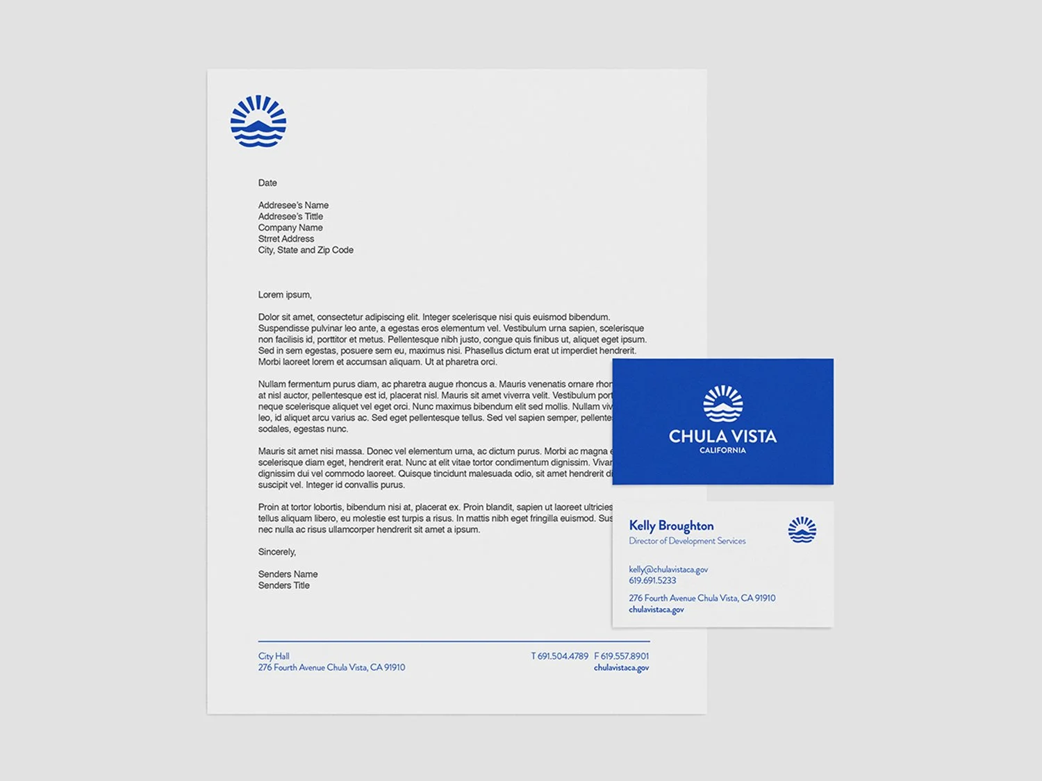 City of Chula Vista stationery design of letterhead & business card.