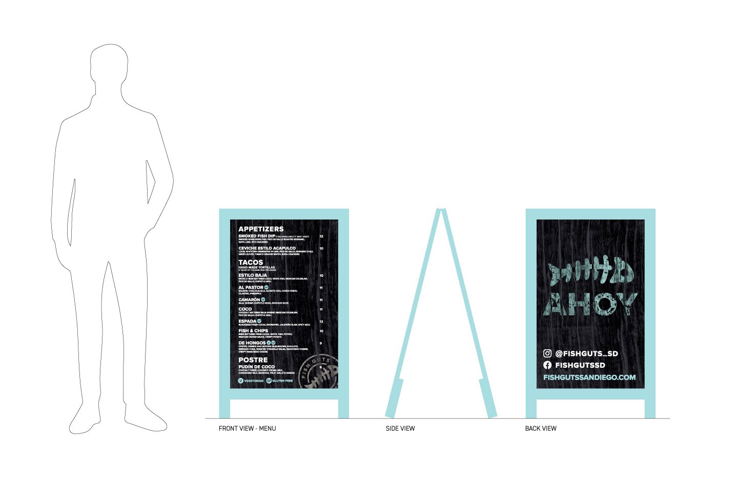 Exterior sandwich board menu system.