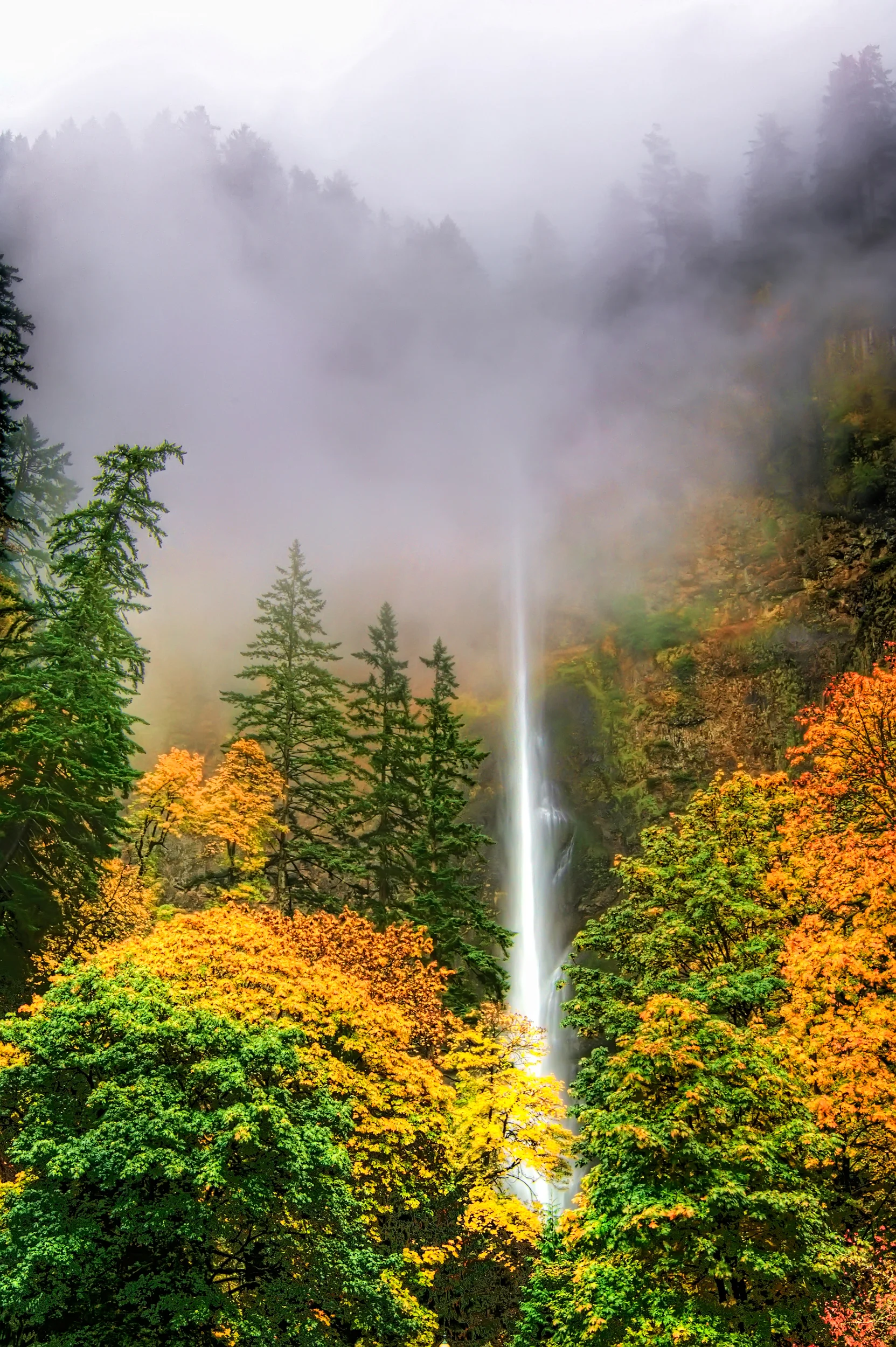Multnomah Falls in Fall