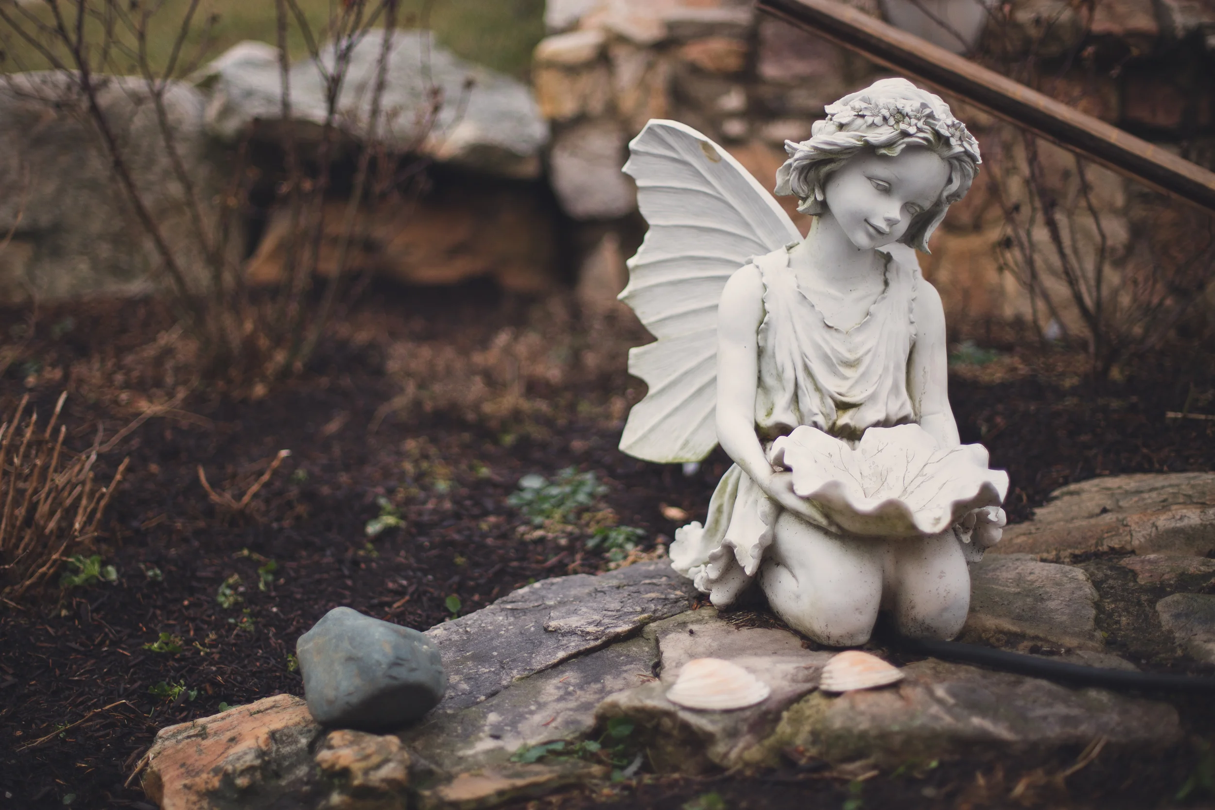 34 // 366 This angel at my grandma's is always a great subject on a gloomy day