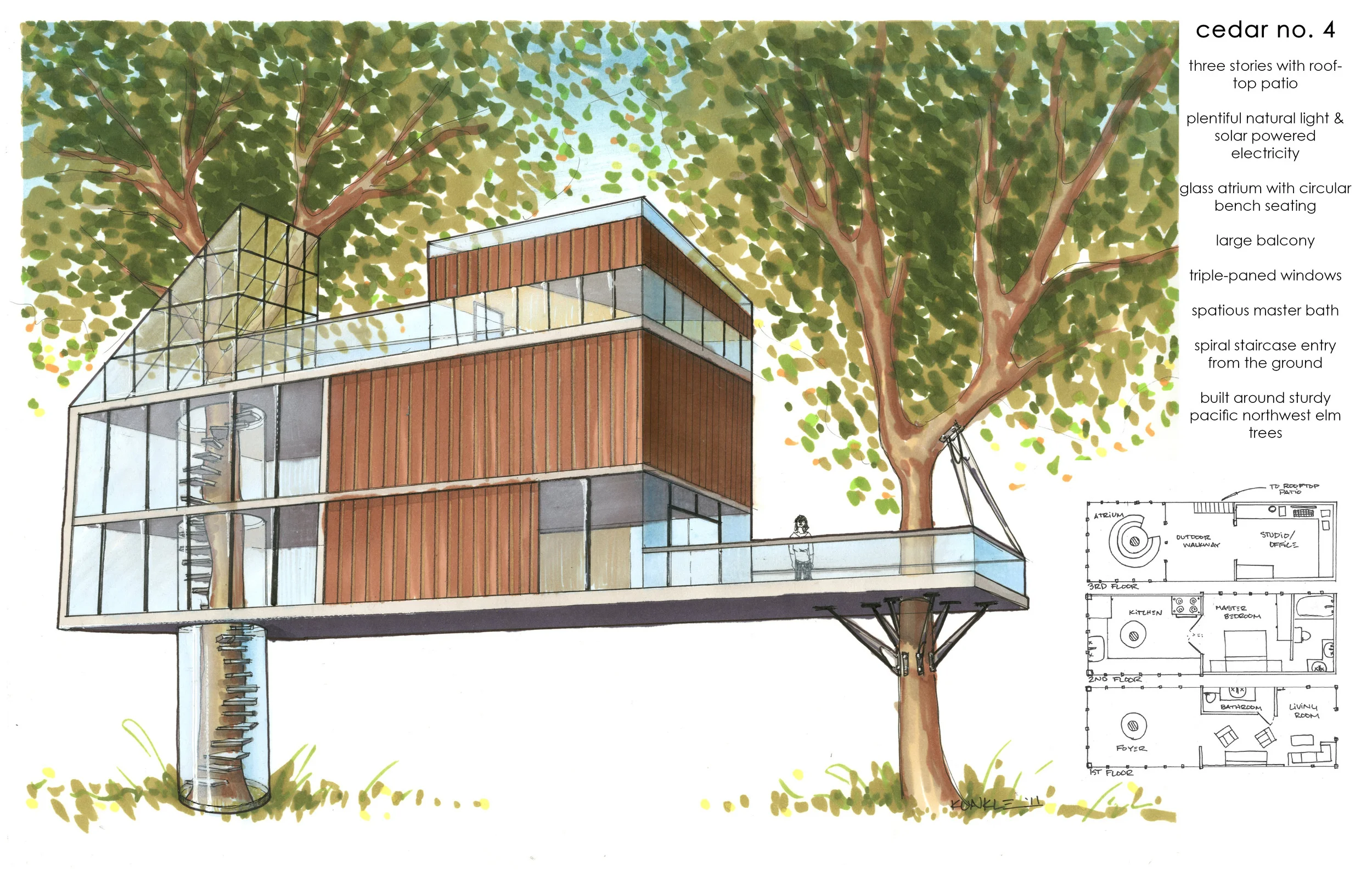 treehouse design project - marker, colored pencil, & chalk (2011)