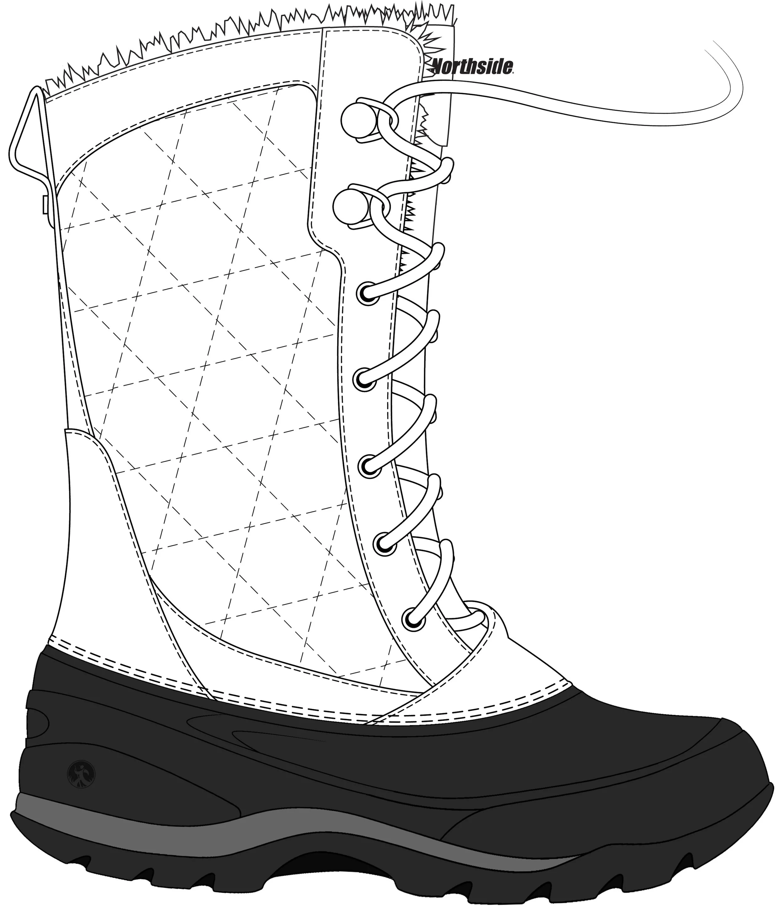 line art of a tall quilted style for the FW17 line
