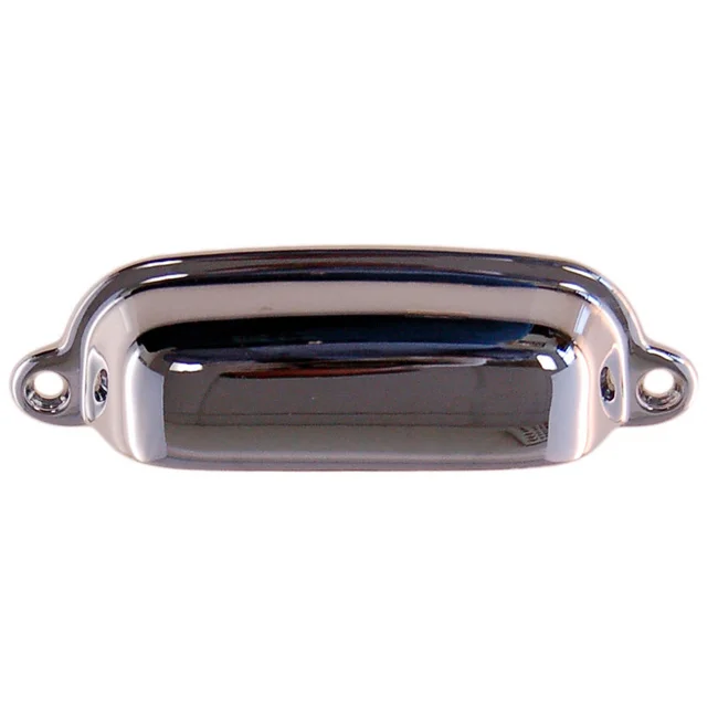 2361115-PC Bin pull 3-3/8in ctc 3-3/4in overall. Solid brass with polished chrome finish. Available in seven finishes.