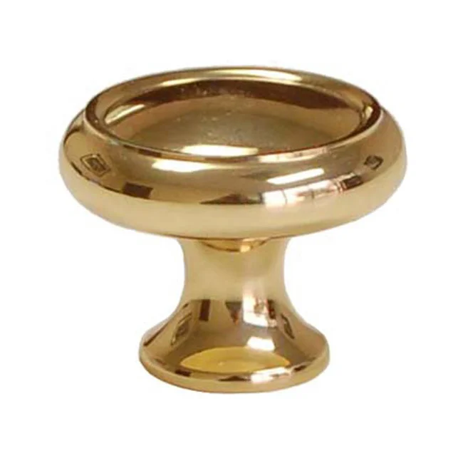 2361434-PL Elegant cabinet knob 1-1/4in dia. Solid brass with polished brass finish.