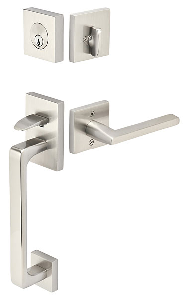 129 Baden Entry set with helios lever in satin nickel. Four finishes available and numerous alternate interior options.