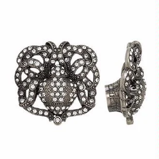 2518205-16 Charlotte Swarovski embellished knob 1-11/16", shown in Burnished Silver. Available in several finishes.