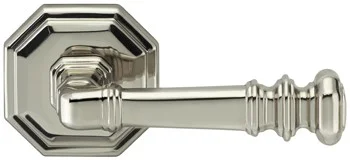 165101-00-US14 Traditions octagon lever and rose, shown in polished nickel. Available in all functions and five finishes.