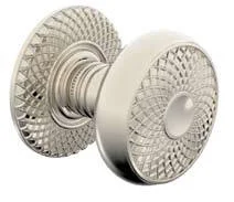 110K002/R004-055 LatticeCouture knob and rose, shown in polished nickel. Available in all functions and 20 finishes.