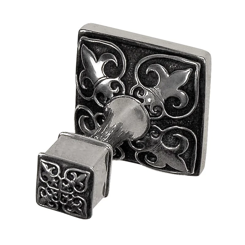 188PO9013-AS Fleur De Lis robe hook shown in antique silver. Available in 12 finishes.