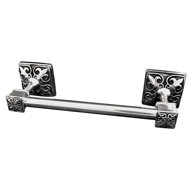 188TB8013-AS Fleur De Lis towel bar shown in antique silver. Available 18", 24" & 30" in 12 finishes.