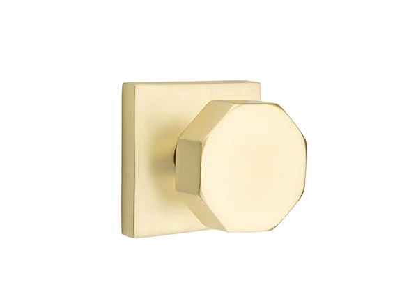 1295110.OCT.US4 Octagon knob square modern rose. Shown in satin brass, many other finishes available.