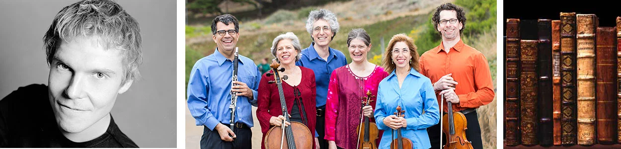 Composer Mika Pelo (photo: Peter Knutson), Jerome Simas, Tanya Tomkins, Eric Zivian, Anna Presler, Phyllis Kamrin, Kurt Rohde (photo: Jordan Murphy)