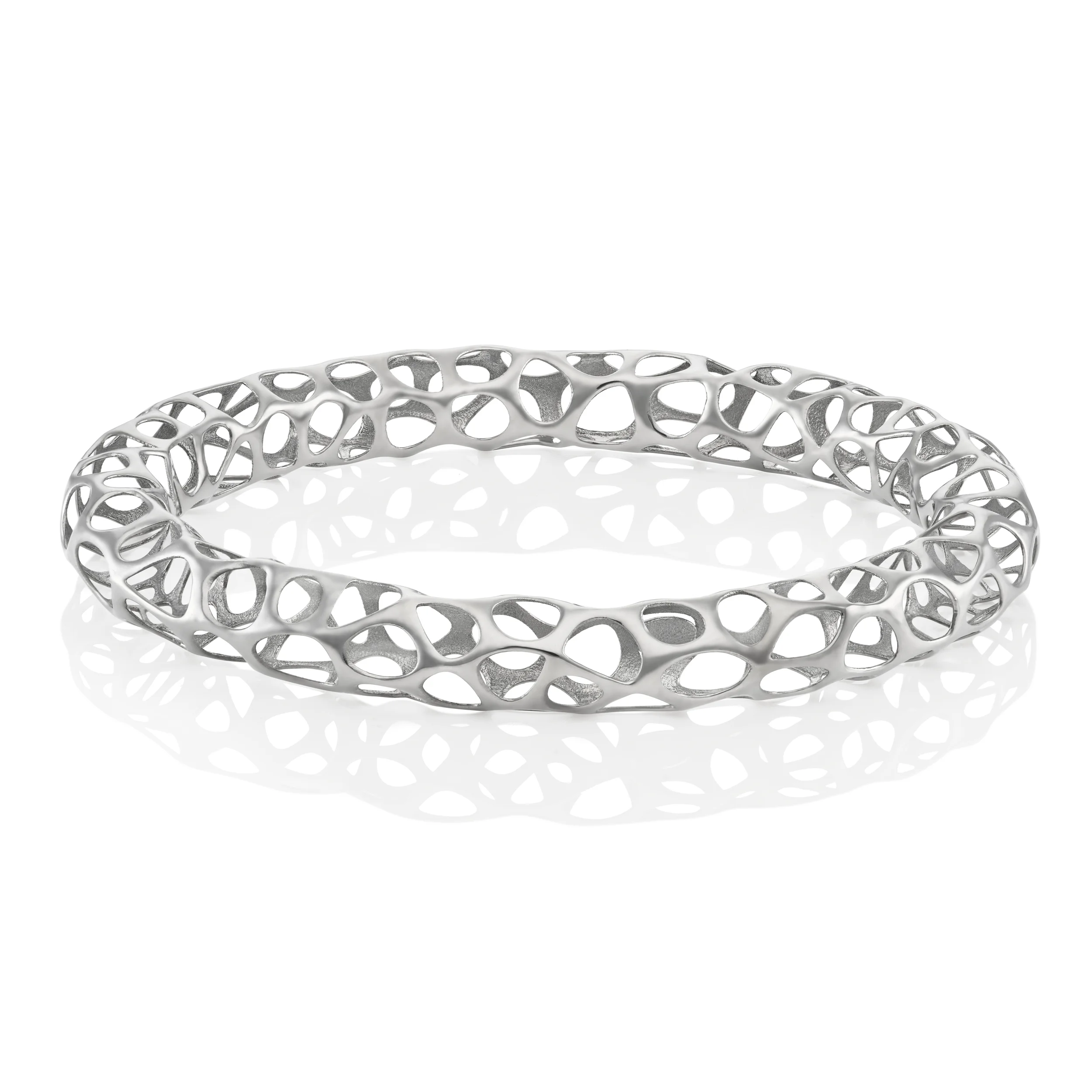 Big Lace Bangle Silver White or Black Rhodium 