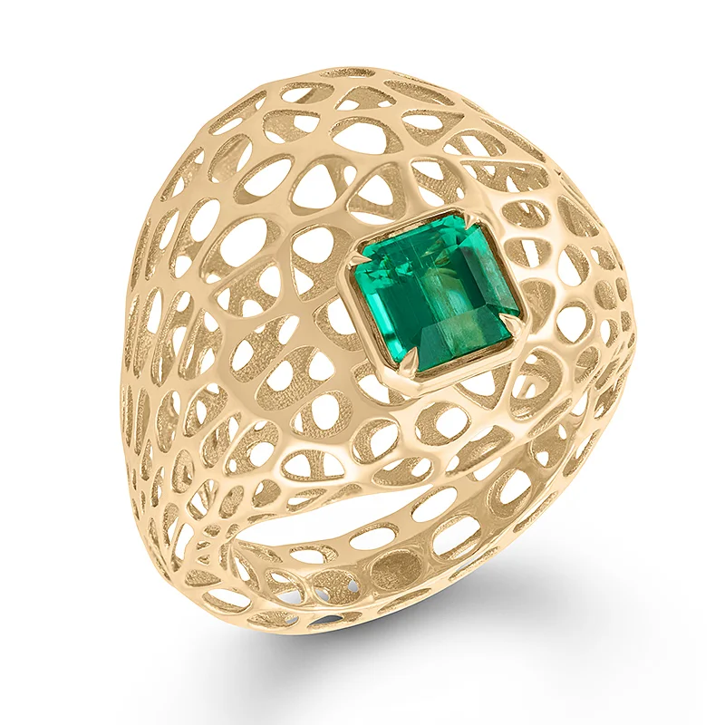 Bubble Ring with Emerald
