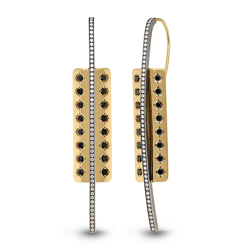Tribal Black & White Diamonds Earrings