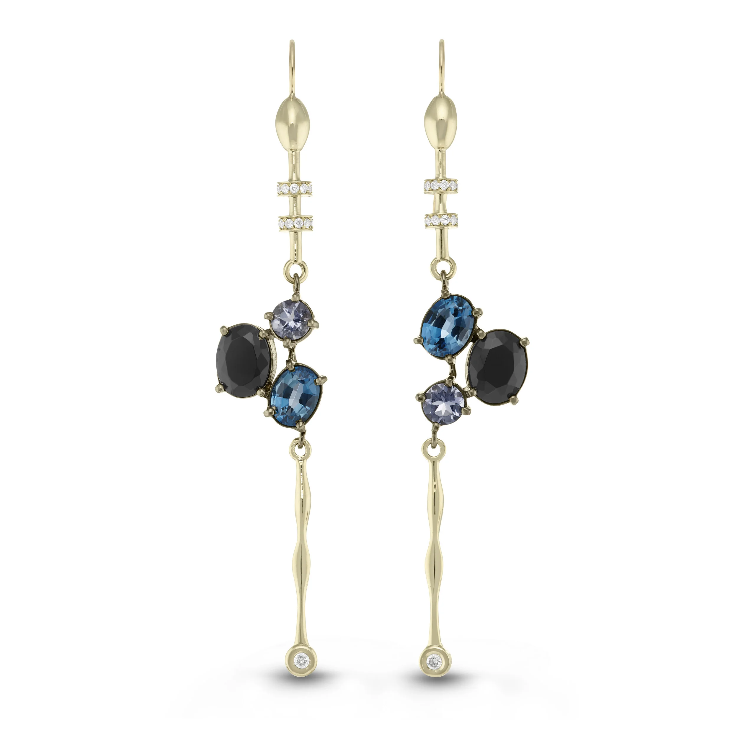 Three Stones Diamond Earrings