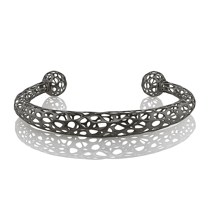 Ellipsoid Bracelet With Ball Ends Silver