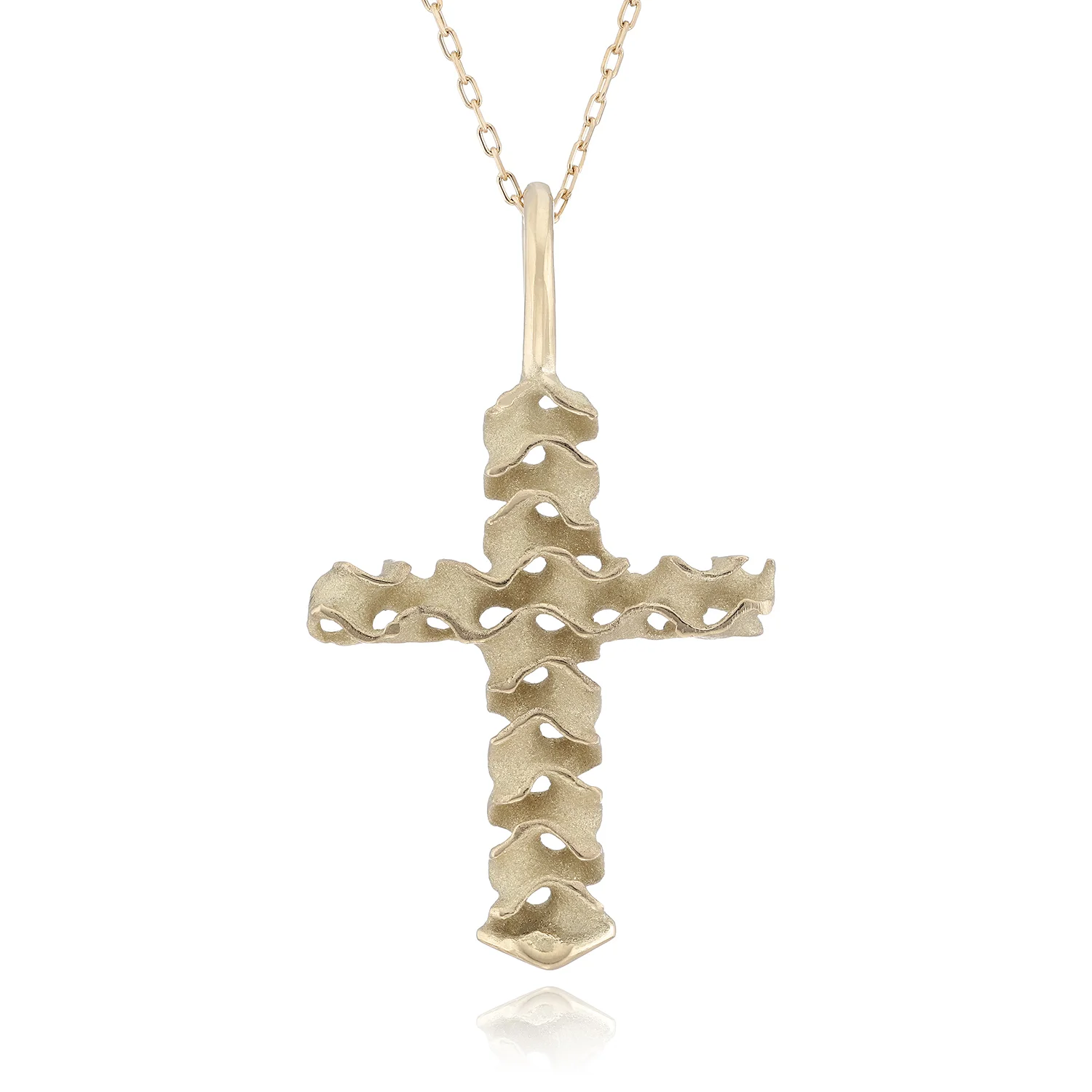 Small Gyroid Cross Charm Necklace